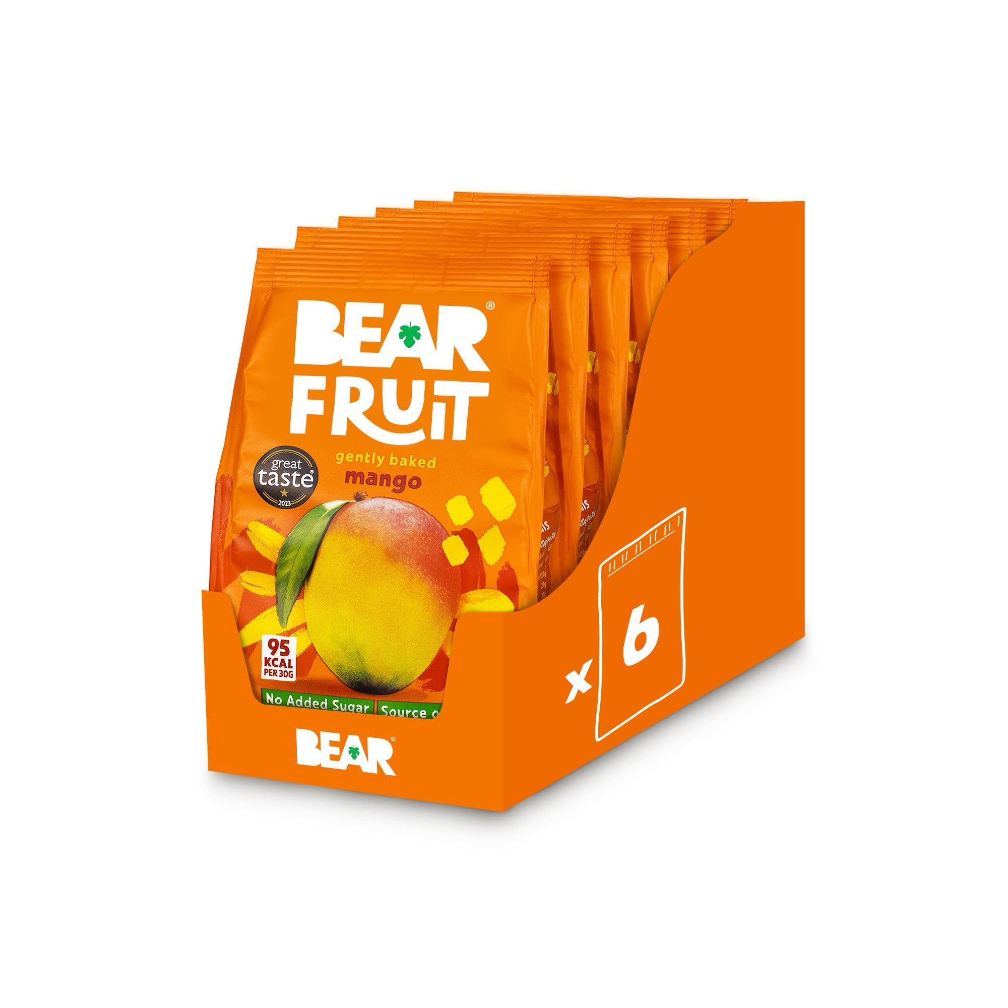 BEAR Fruit Mango - Gently Baked Dried Mango - Healthy Vegan Snack - 6 x 100g