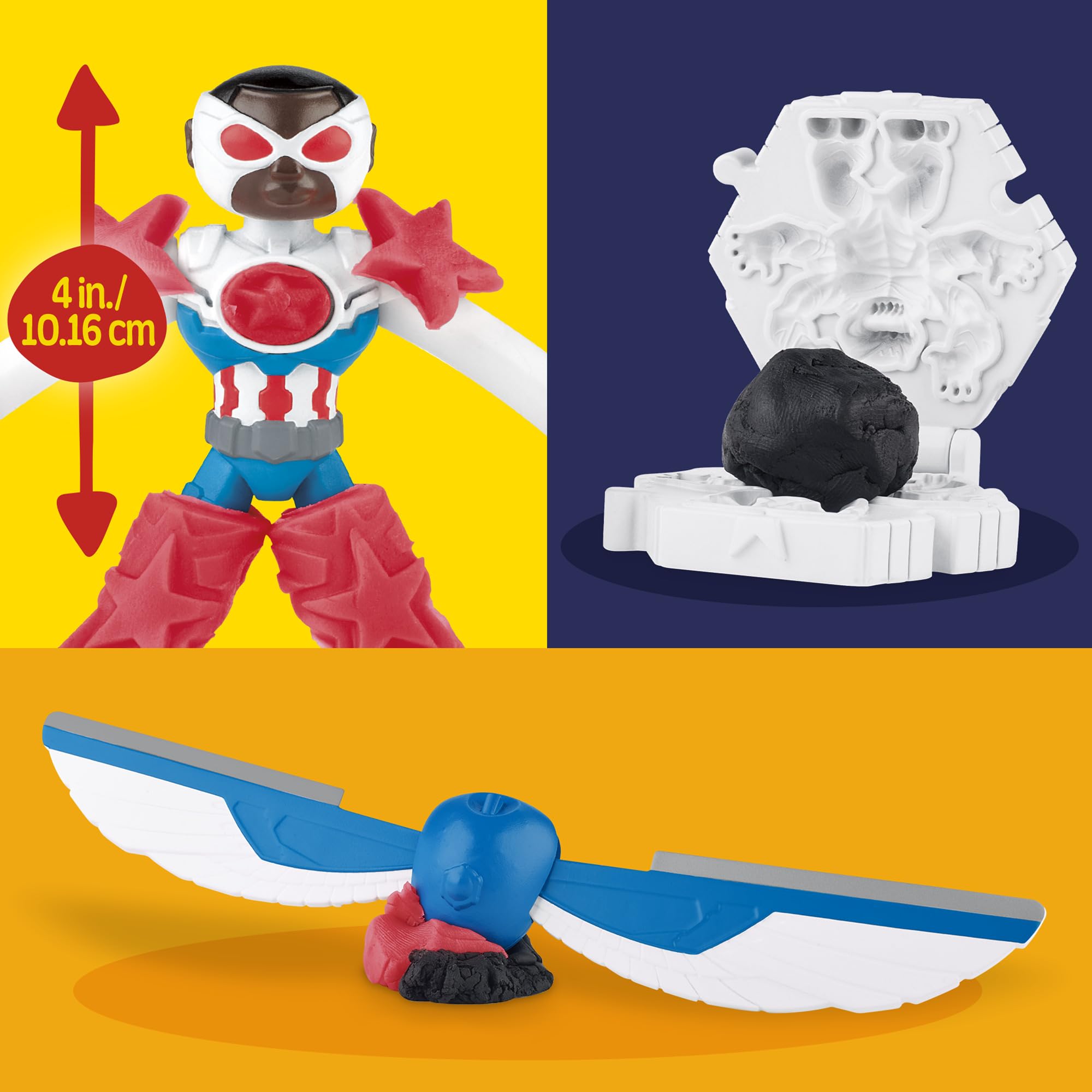 Play-Doh Marvel Captain America Moto-Slicer Playset - Bendy Figure, Motorbike Tool & 3 Tubs, Ages 4+