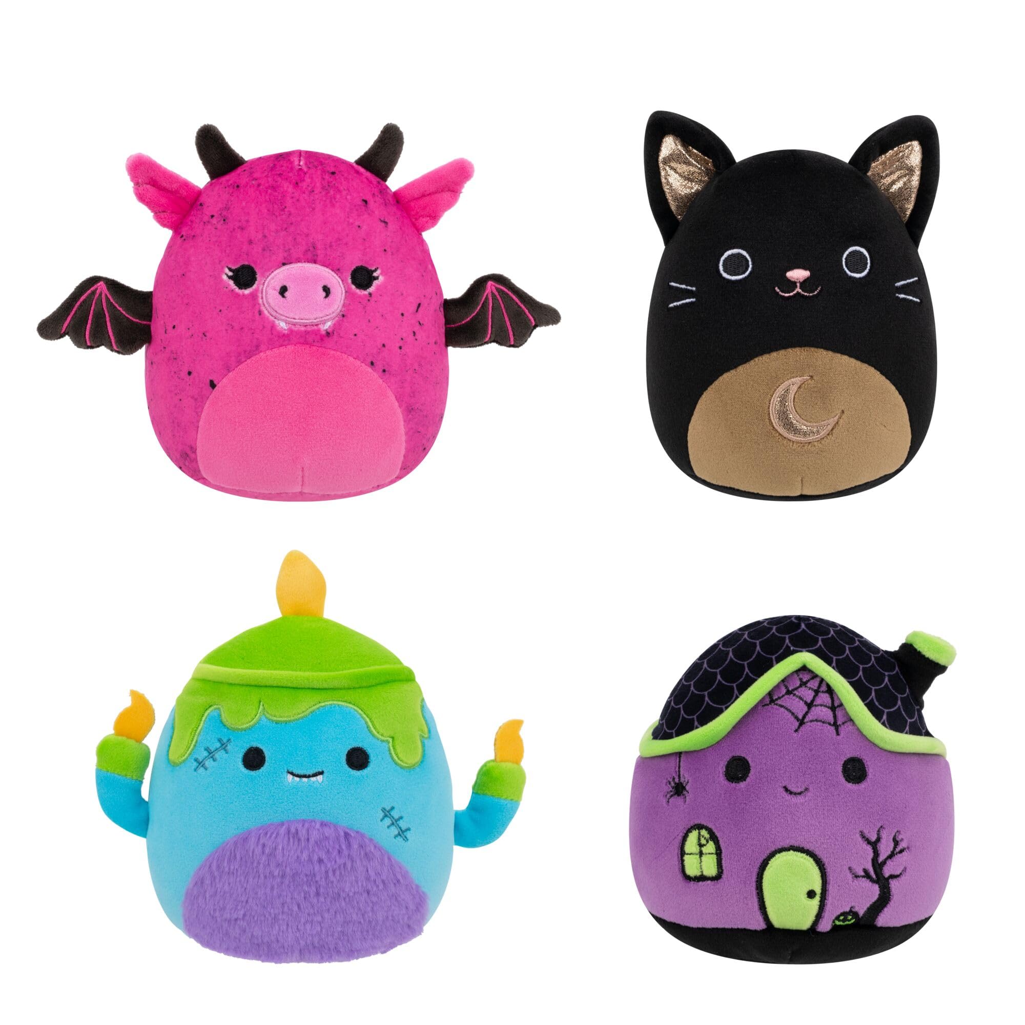 Squishmallows Halloween 4-Pack Plush - Bianca, Valentino, Monk, Yvonne (Amazon Exclusive)