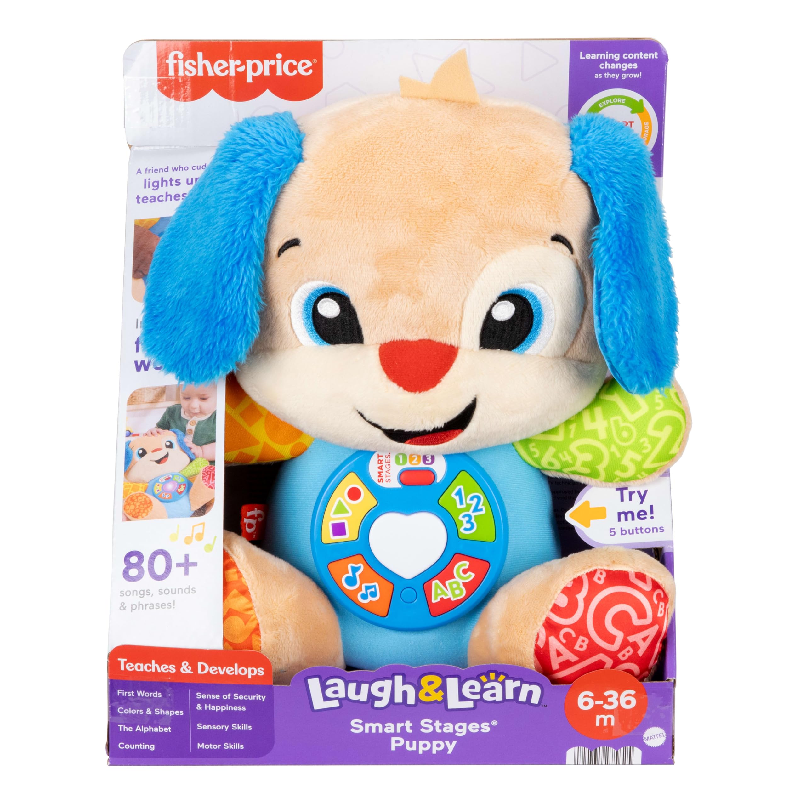 Fisher-Price Laugh & Learn Smart Stages Puppy - Musical Plush Learning Toy for Babies 6M+