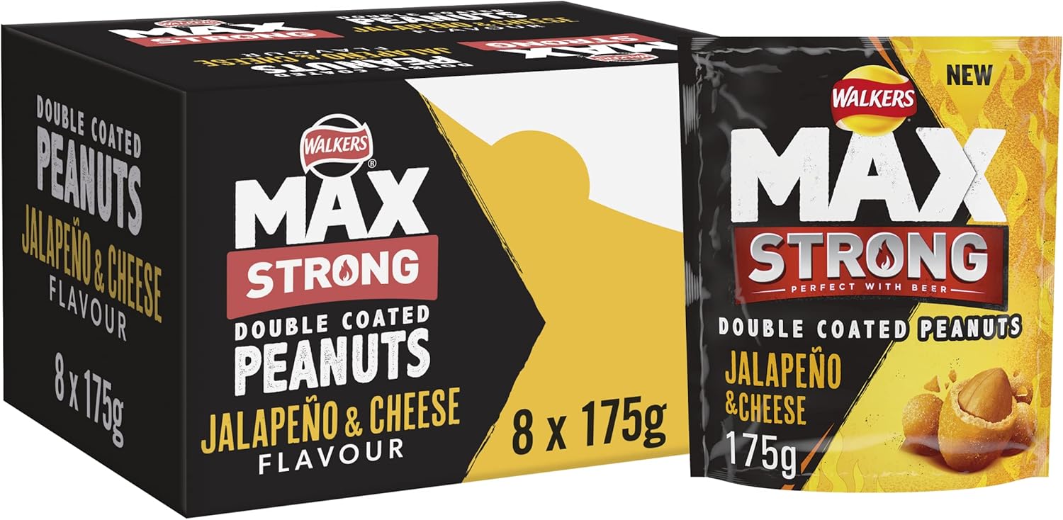 Walkers Max Strong Jalapeño & Cheese Double Coated Peanuts 175g