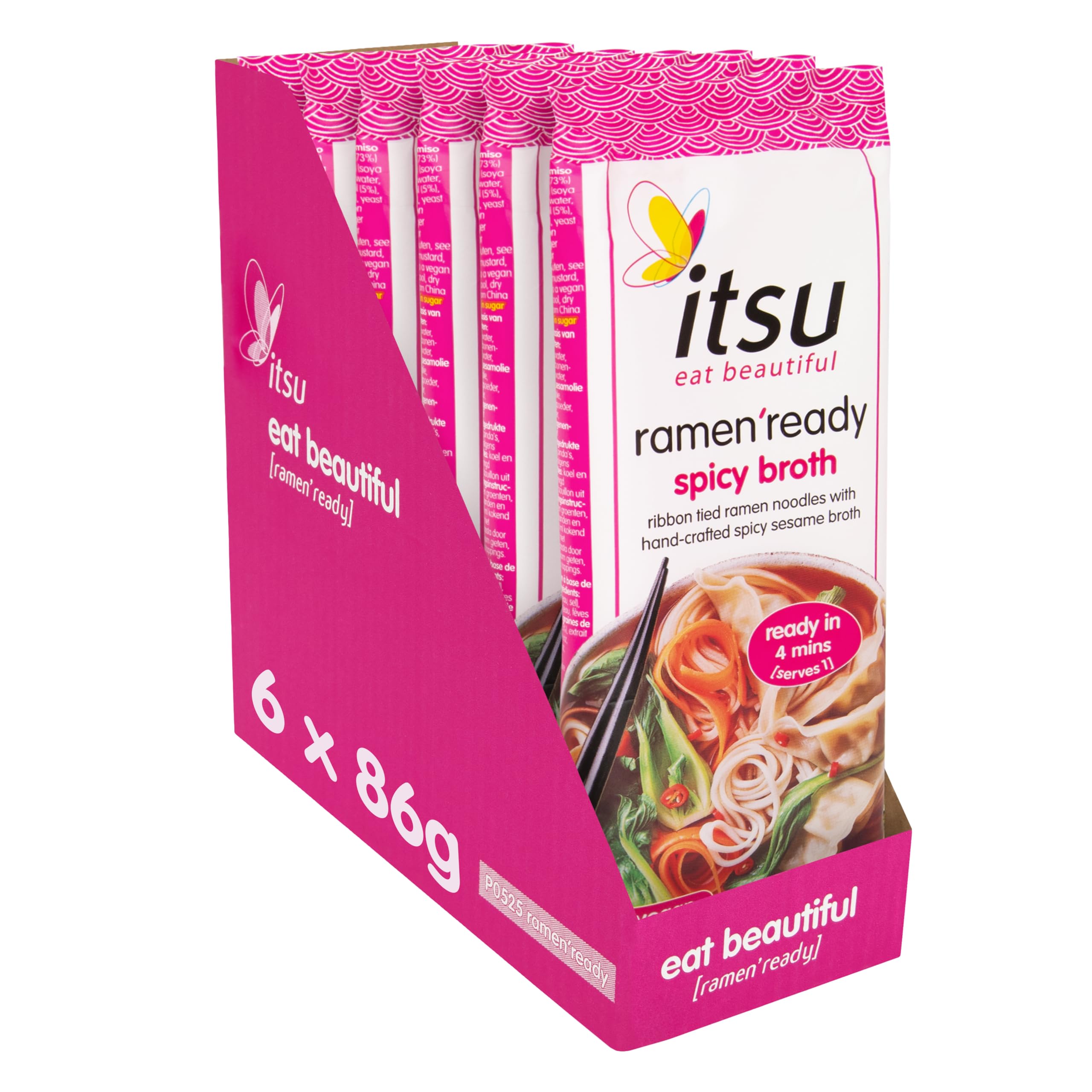 Itsu - Ramen Ready Noodles 86g | Original Spicy Broth | Authentic Japanese Flavor | Pack of 6