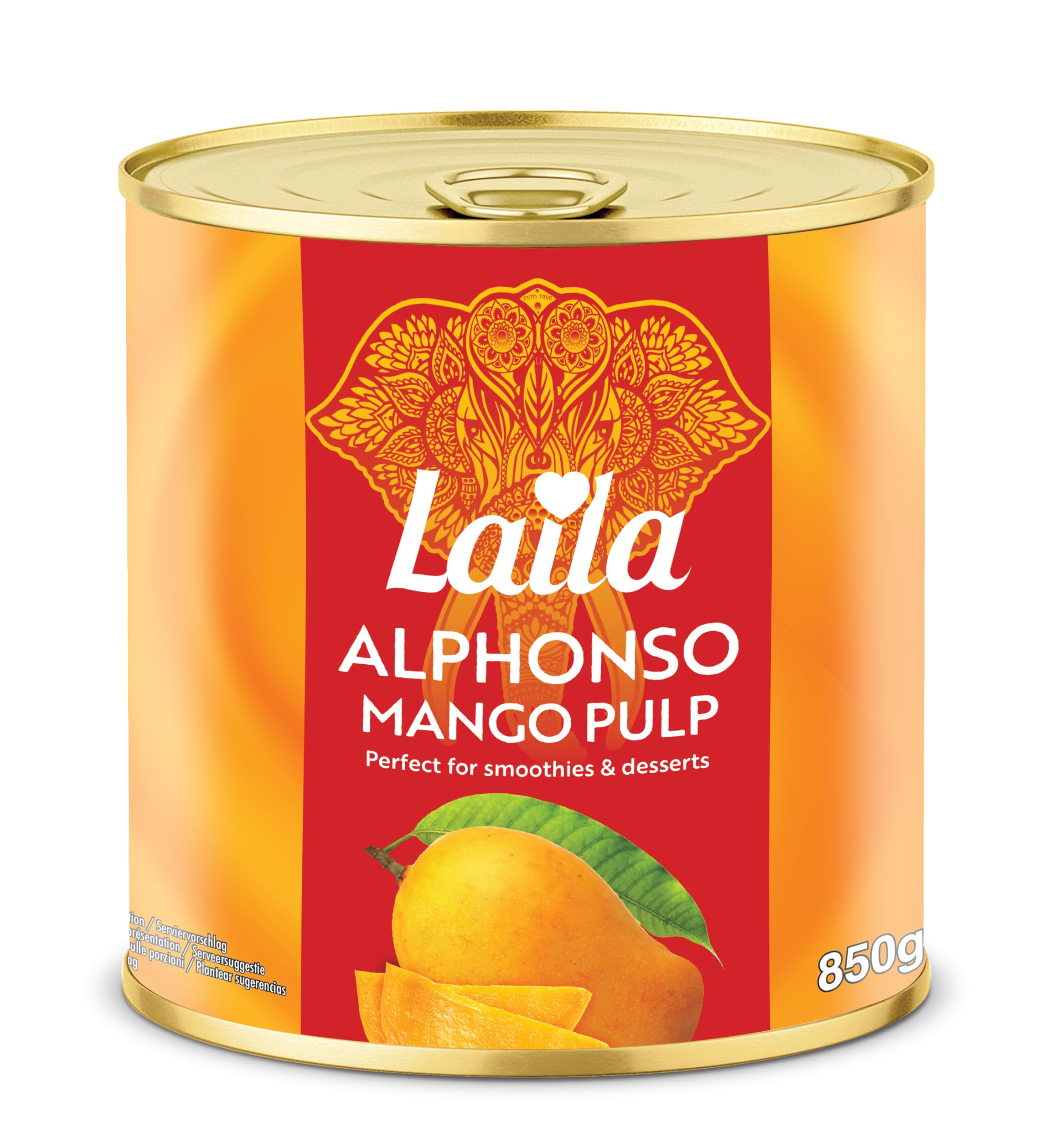 LAILA Alphonso Mango Pulp 850g - Tinned Mango Puree from Real Mangoes