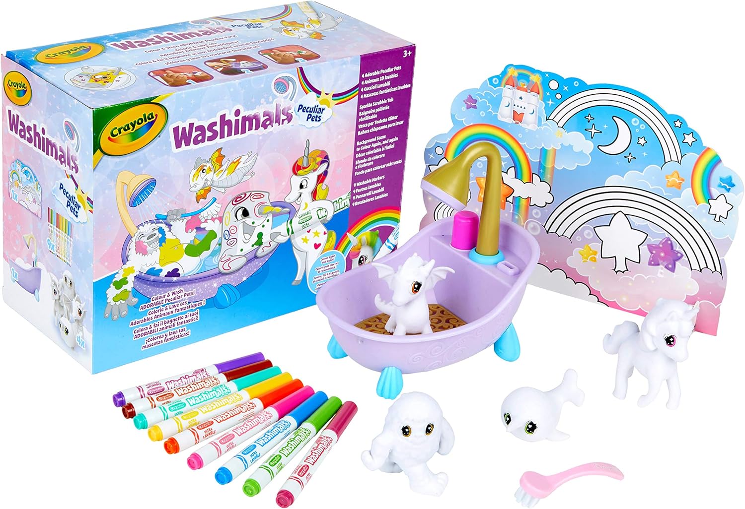 Crayola Washimals Peculiar Pets Tub Set - Reusable Coloring Playset for Kids 3-8 Years