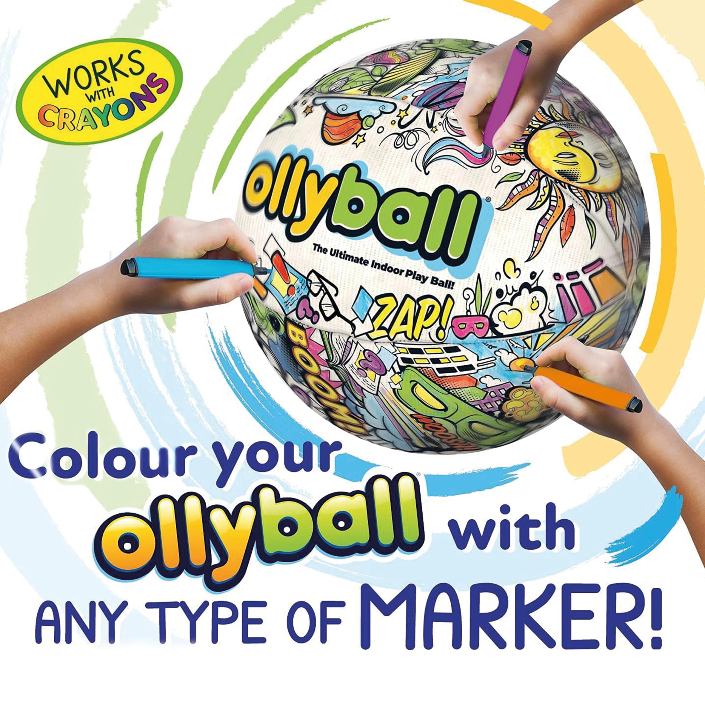 Ollyball - The Ultimate Indoor Play Ball for Kids and Parents, Colourable Keepy Uppy Ball