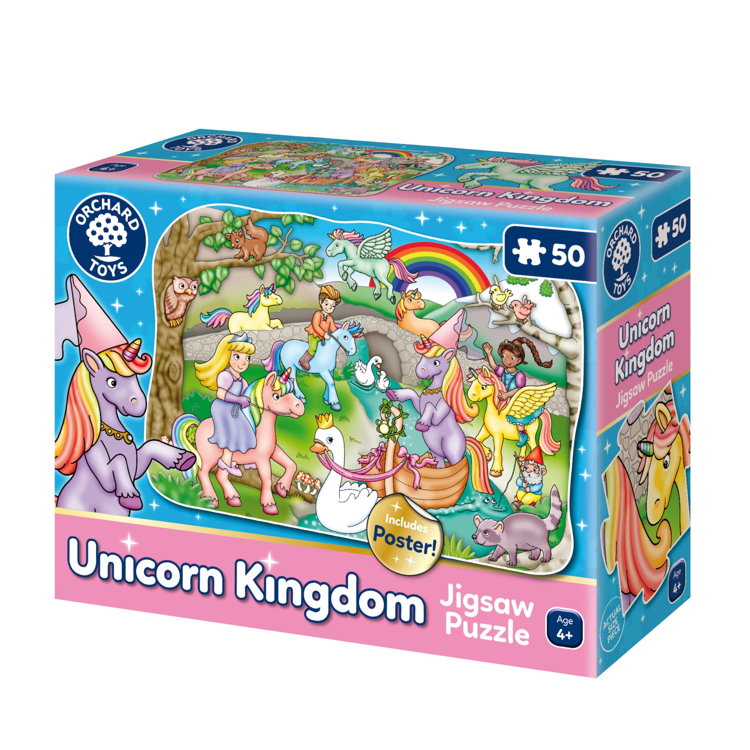 Orchard Toys Unicorn Kingdom Jigsaw Puzzle - 50-Piece Shaped Puzzle for Ages 4+