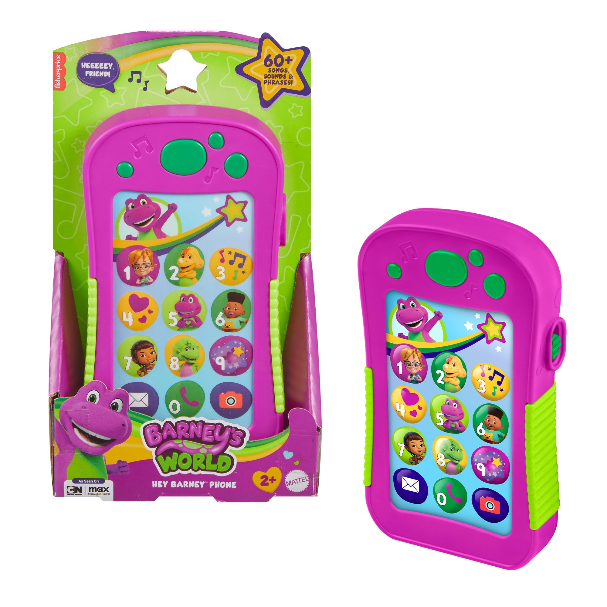 Barney World Hey Phone Toy – Musical Light-Up Phone with Songs & Phrases for Toddlers 2+