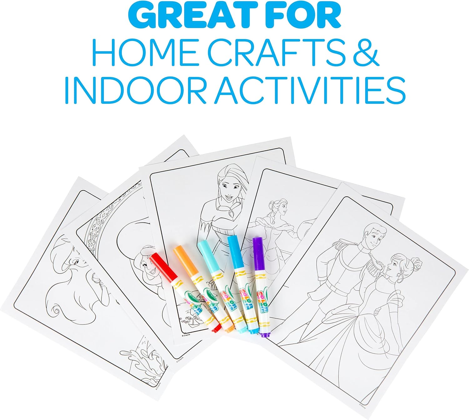 Crayola - Disney Princess Colouring Kit with 18 Pages & 5 Colour Wonder Markers