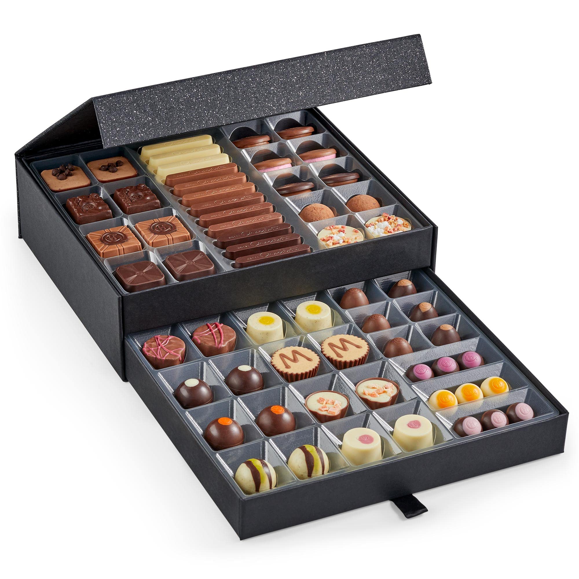 Hotel Chocolat Classic Cabinet 600g - Assorted Milk, Dark & White Chocolates