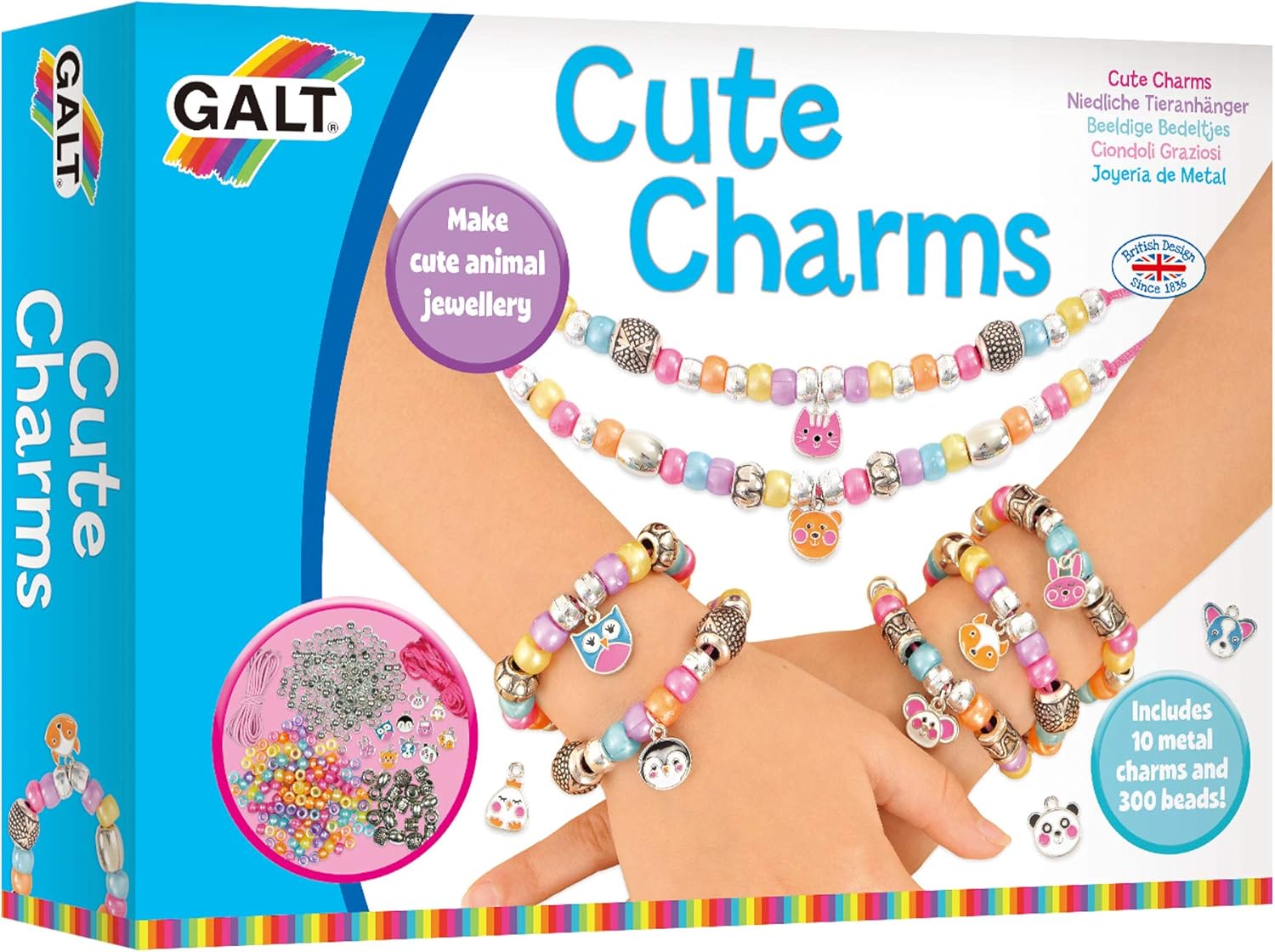Galt Cute Charms Jewellery Making Kit - Animal Themed Craft Set for Kids Ages 7+