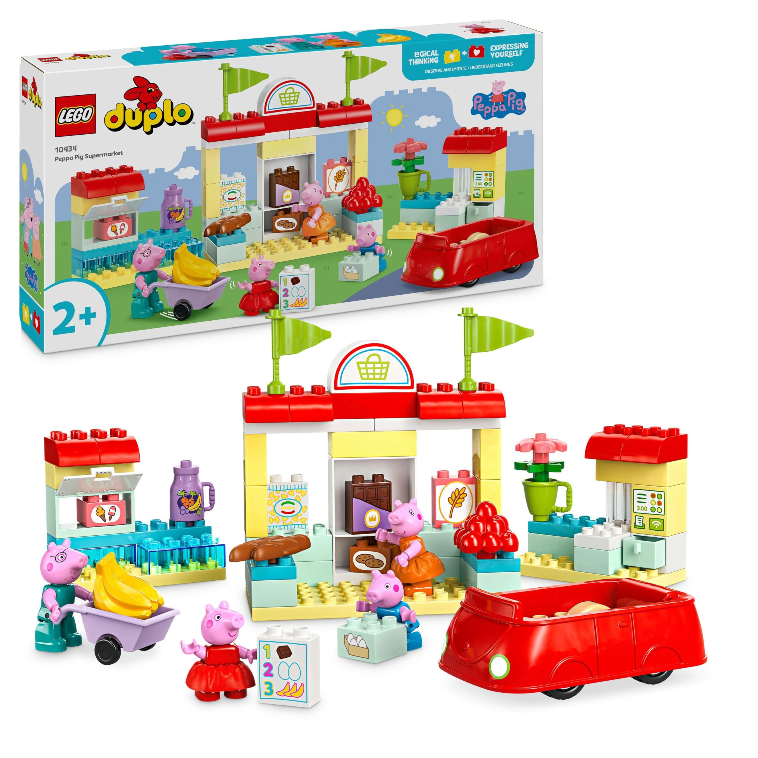 LEGO DUPLO Peppa Pig Supermarket Playset with Car and 4 Figures for Toddlers 2+