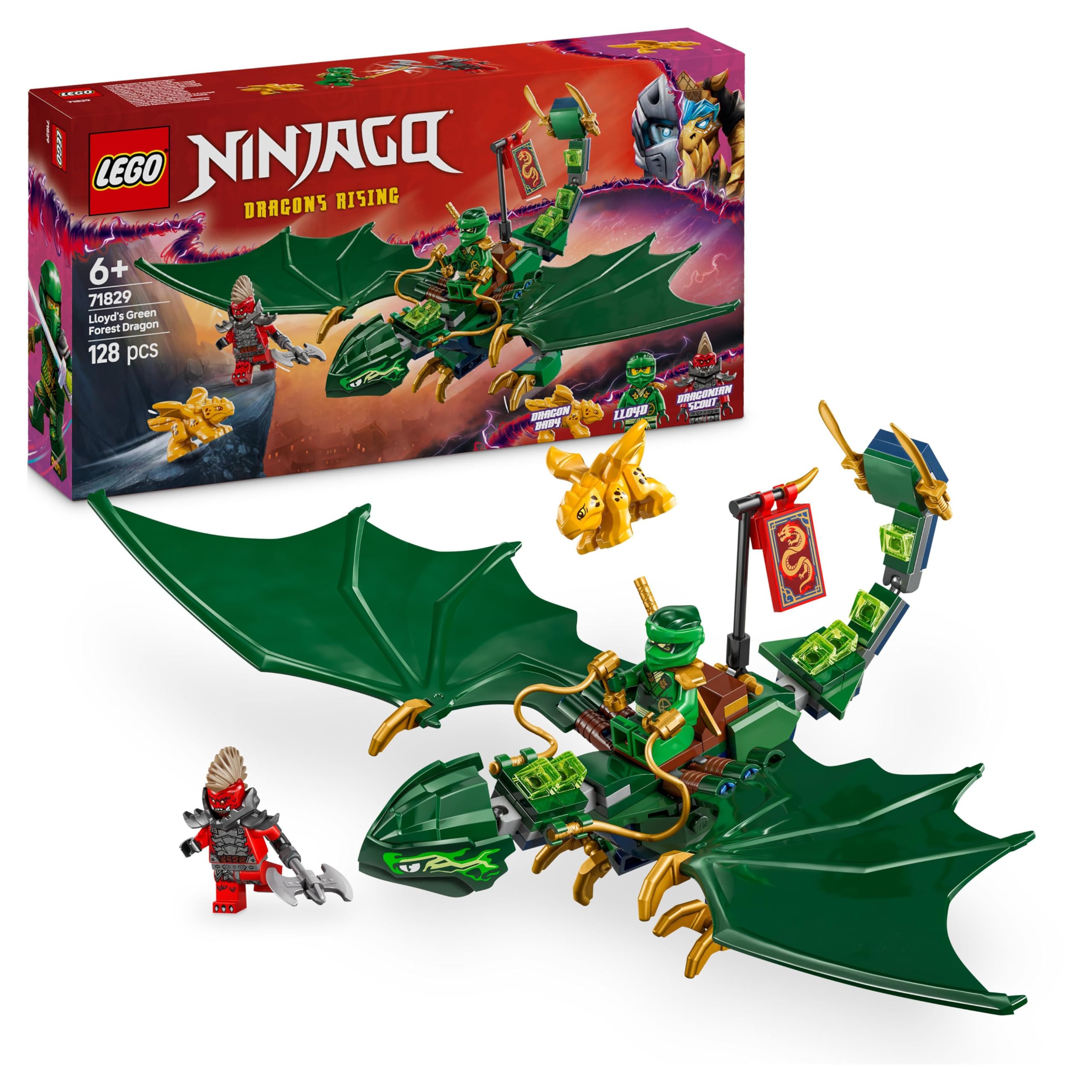 LEGO NINJAGO Lloyd’s Green Forest Dragon - Building Playset with 2 Minifigures for Ages 6+