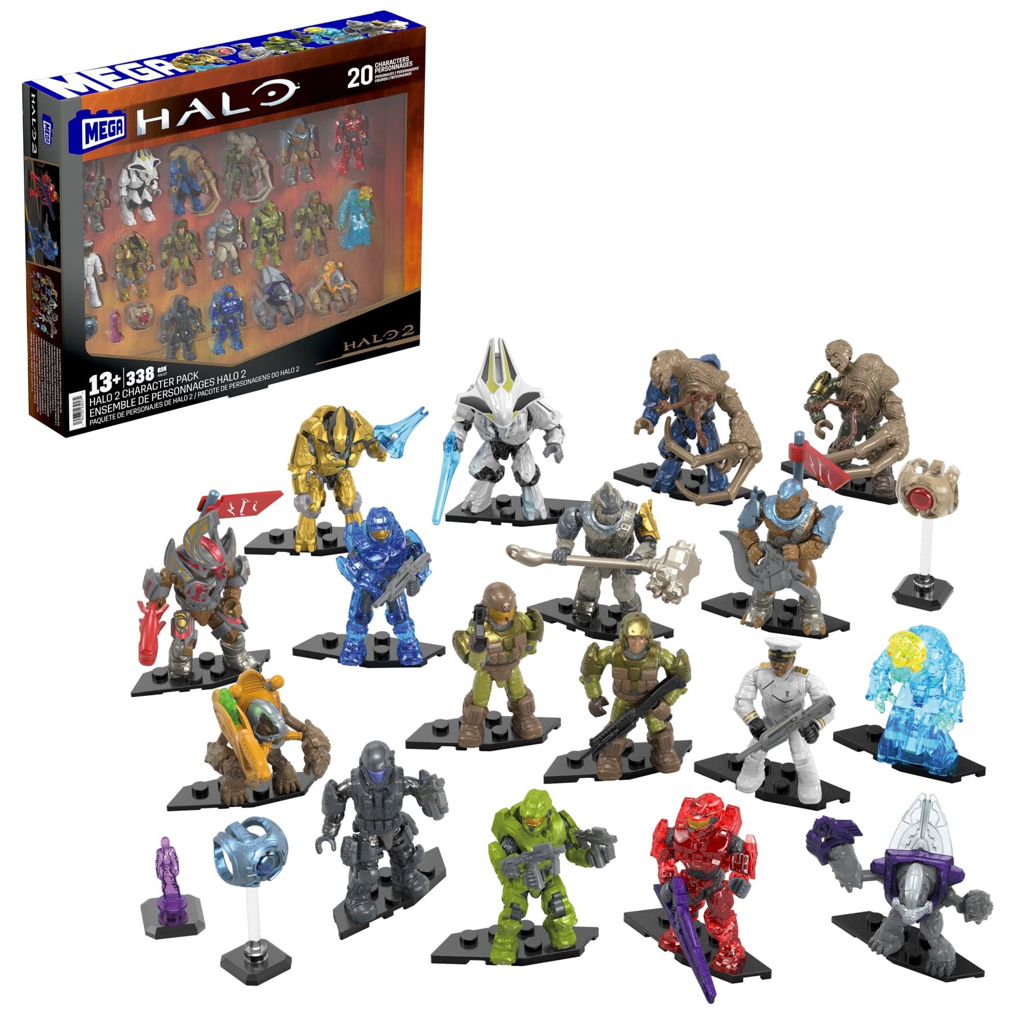 MEGA Halo Action Figures Building Set - 20th Anniversary Halo 2 Character Pack, 328 Pieces
