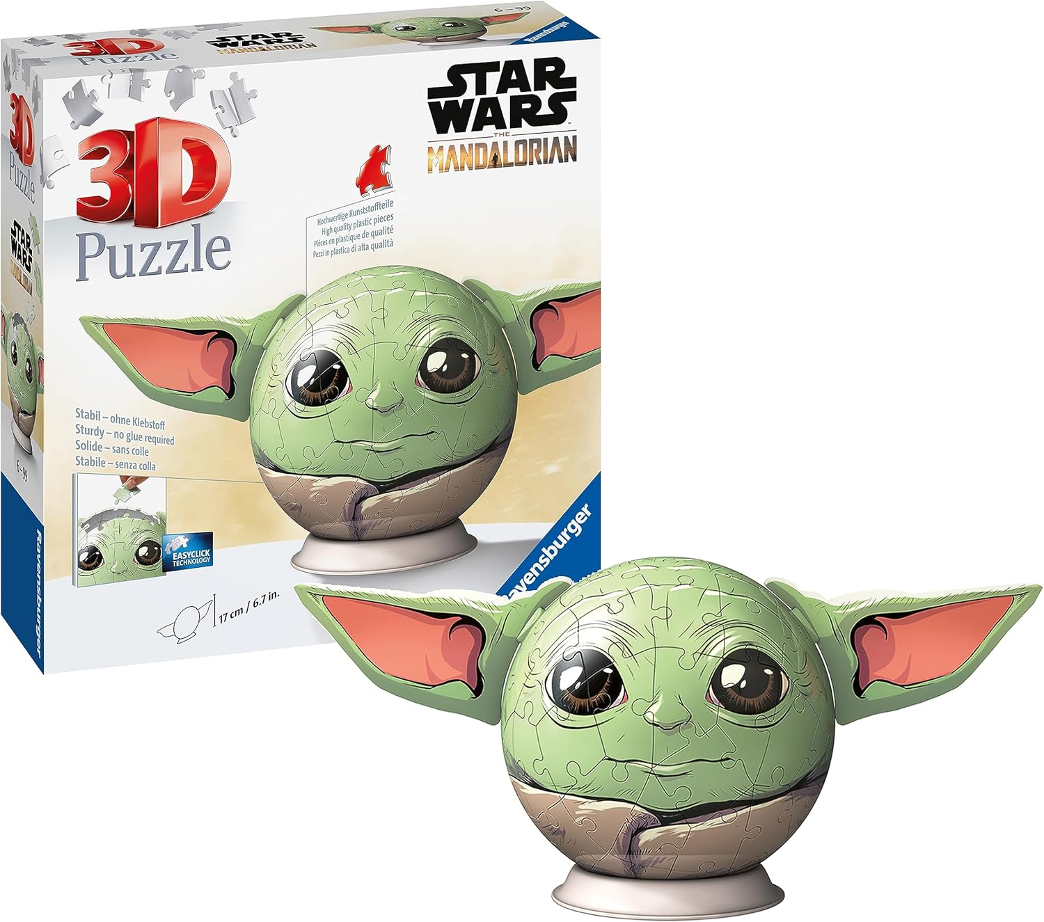 Ravensburger Star Wars Stitch Mandalorian Grogu 3D Jigsaw Puzzle Ball with Ears