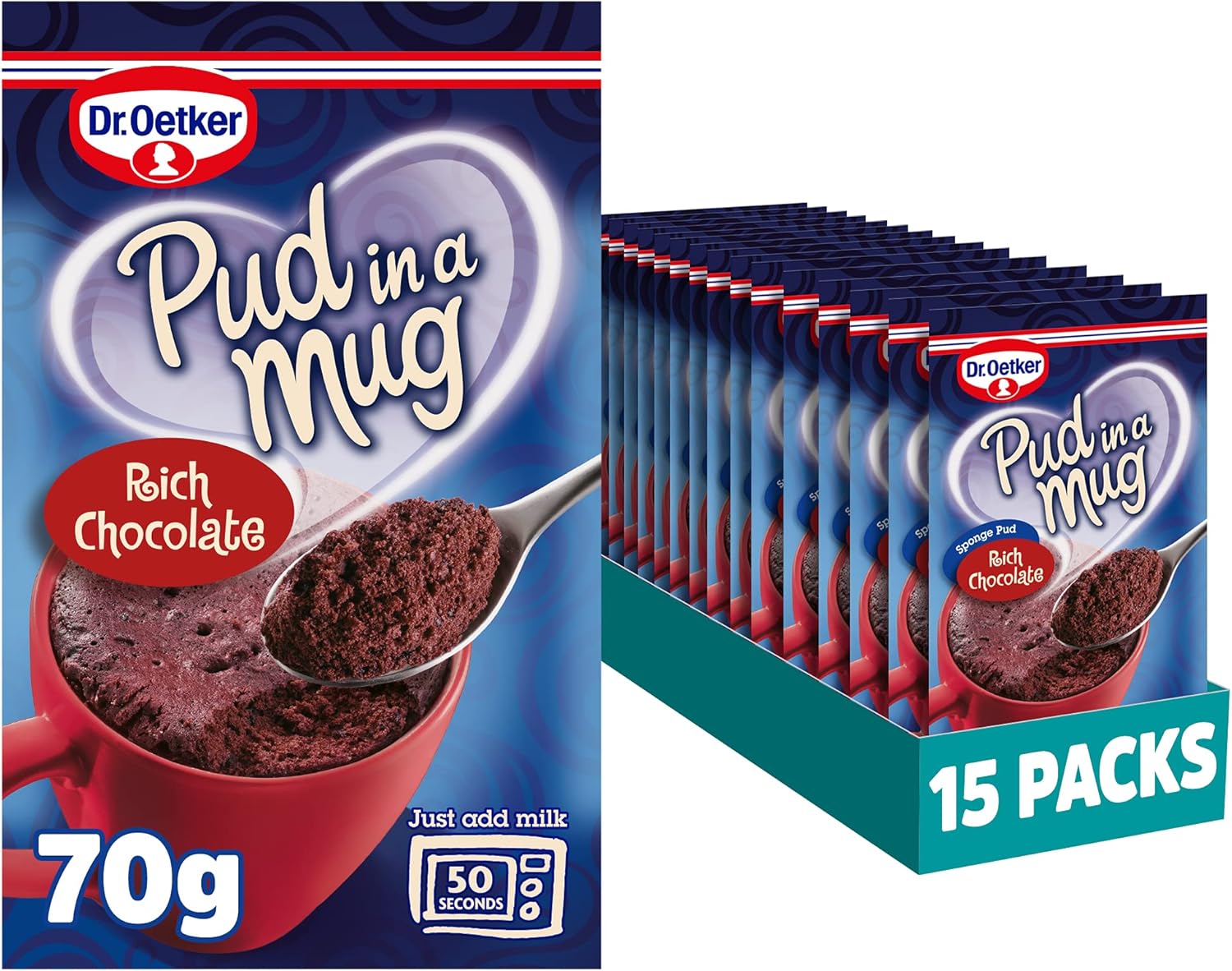 Dr. Oetker Rich Chocolate Pud in a Mug, 70g, Pack of 15 - Microwave Pudding Mix