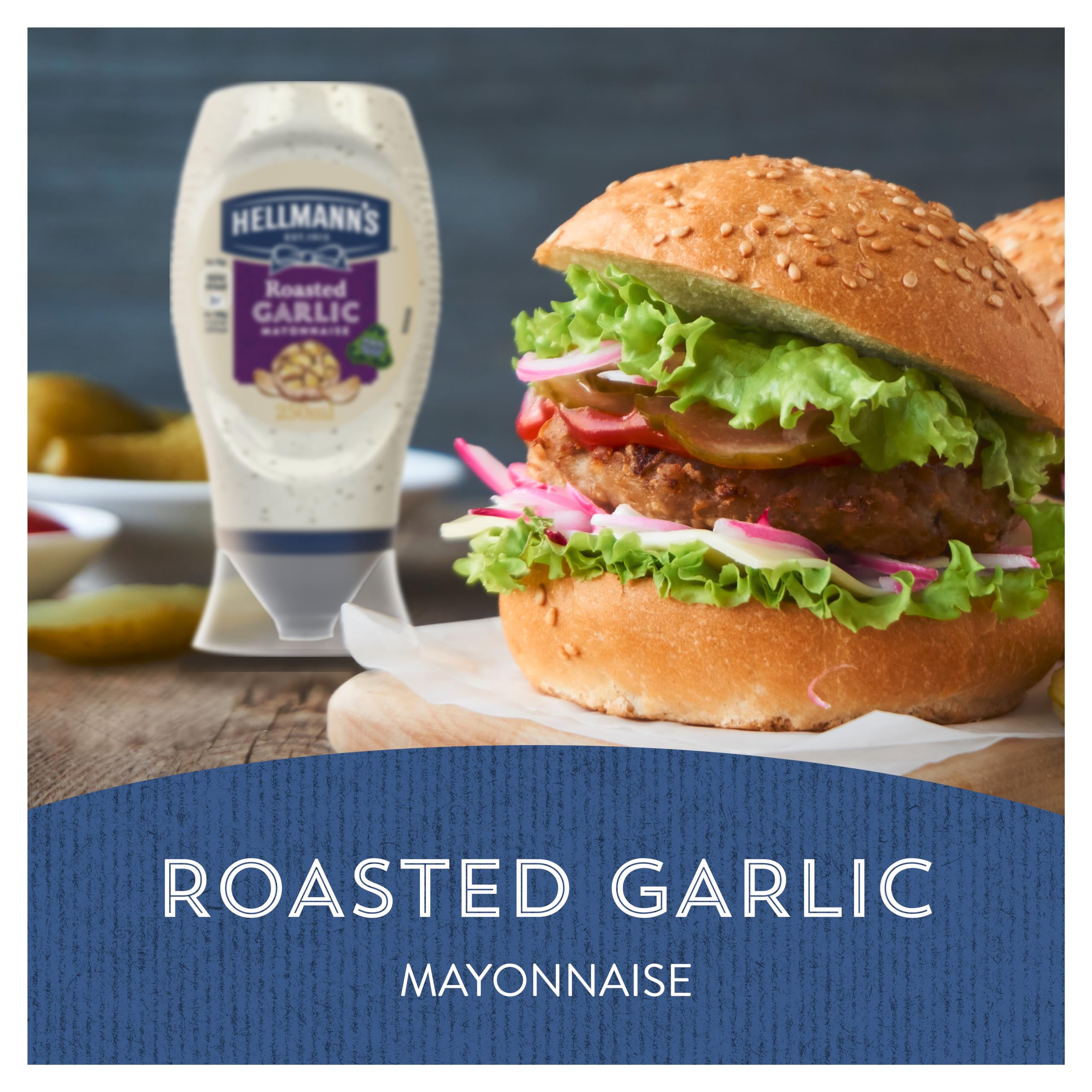 Hellmann's Roasted Garlic Mayonnaise - Creamy Garlic Flavour with 100% Recycled Bottle