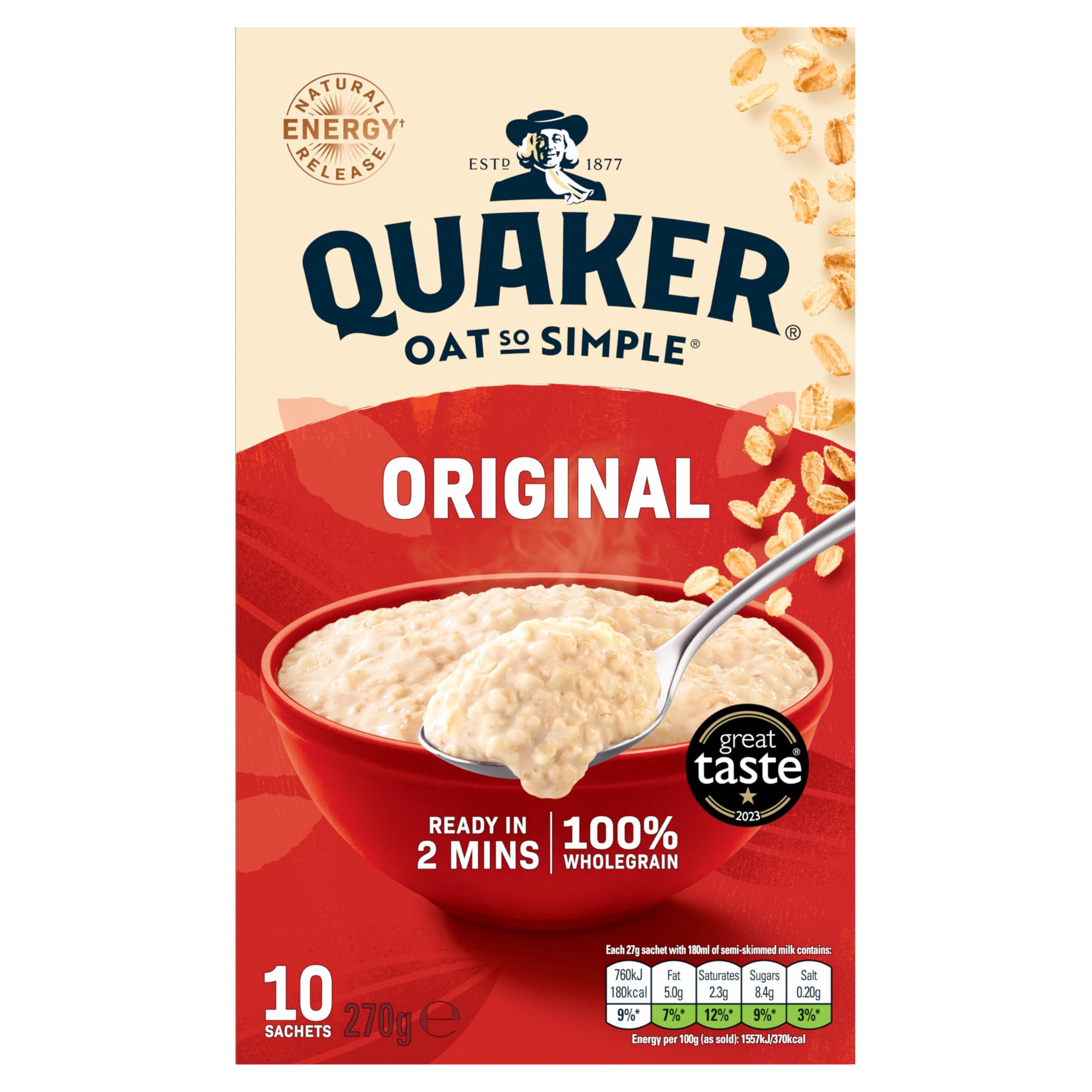 Quaker Oat So Simple Original Porridge, 10 x 27 g (270 g)