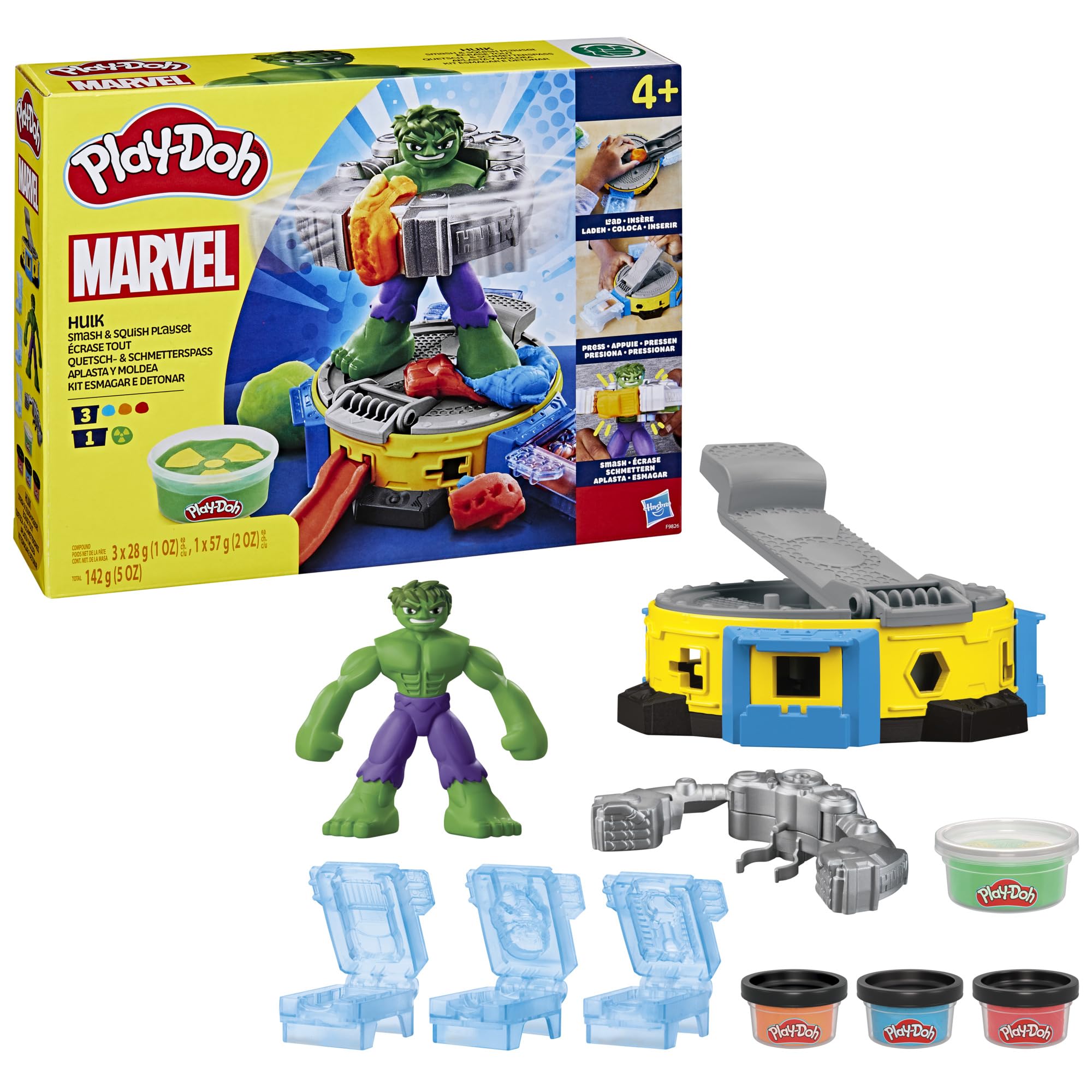 Play-Doh Marvel Hulk Smash & Squish Playset - Action Figure with Power Suit for Kids 4+