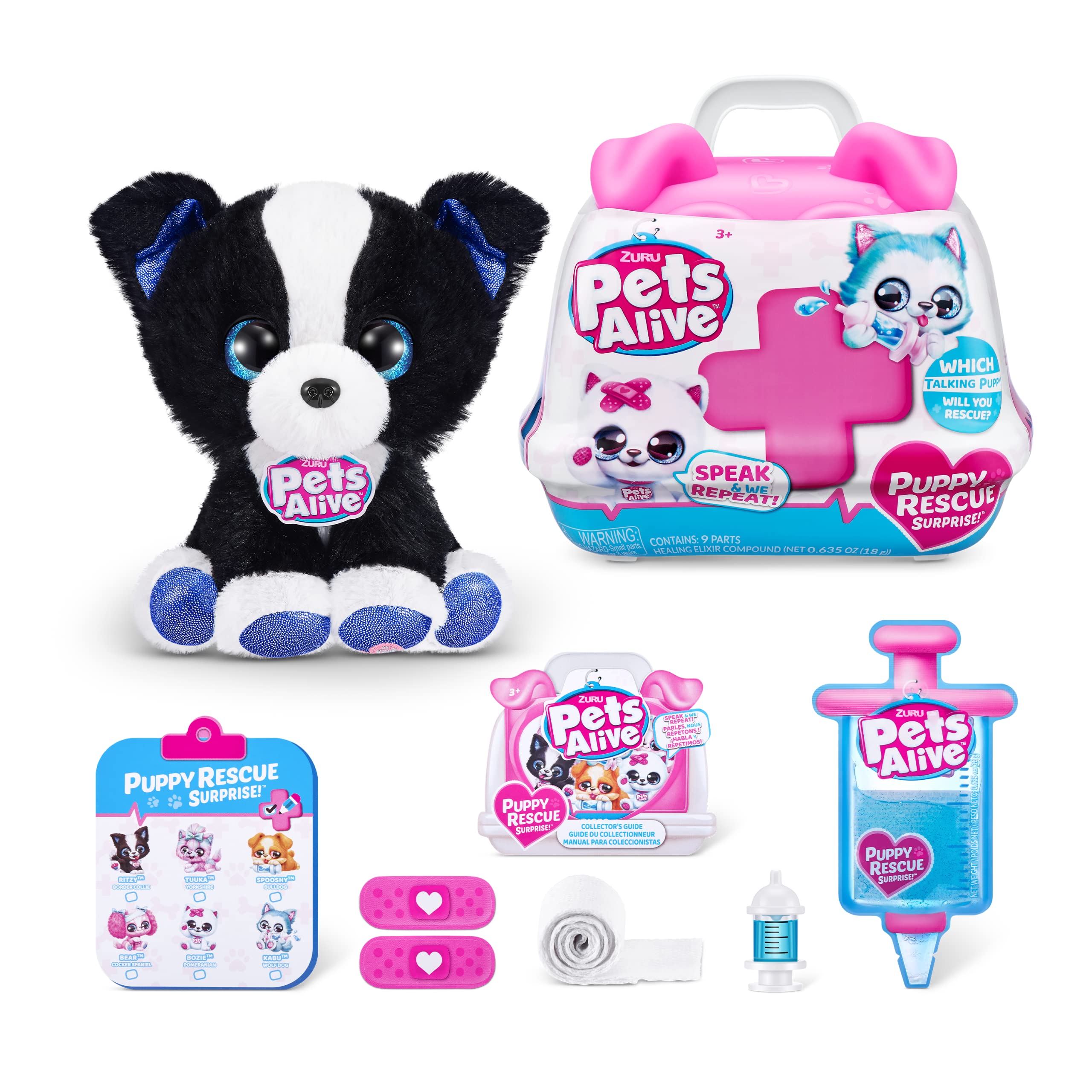 Pets Alive Pet Shop Surprise Series 3 Puppy Rescue - Border Collie Interactive Toy