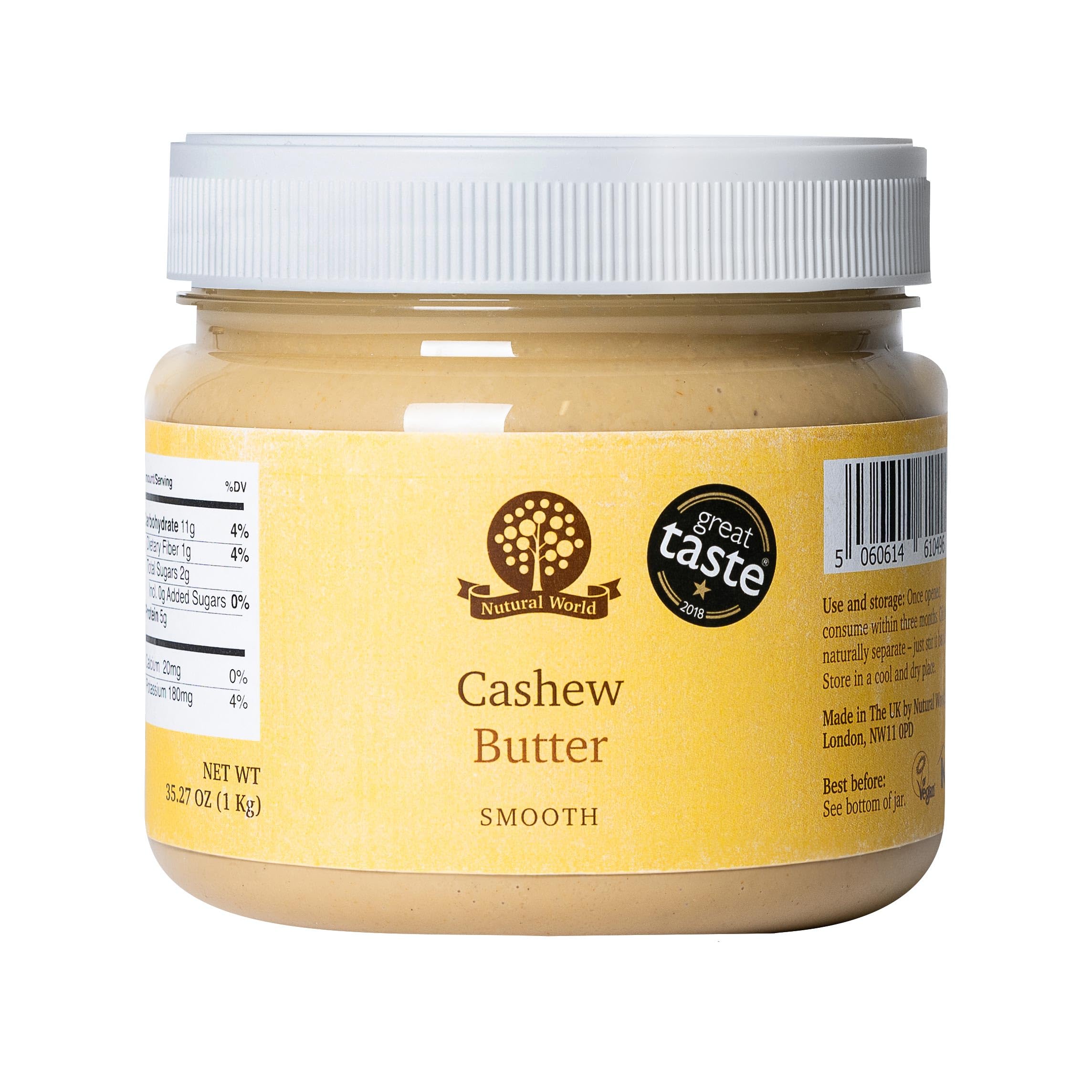 Nutural World - Smooth Cashew Nut Butter (1kg) - Great Taste Award Winner