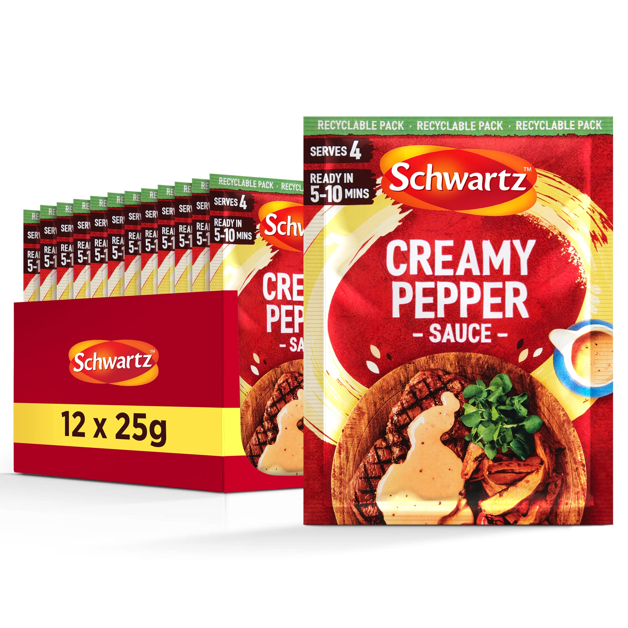 Schwartz - Creamy Pepper Sauce 25g | Pack of 12 | Rich & Creamy Steak Sauce Mix