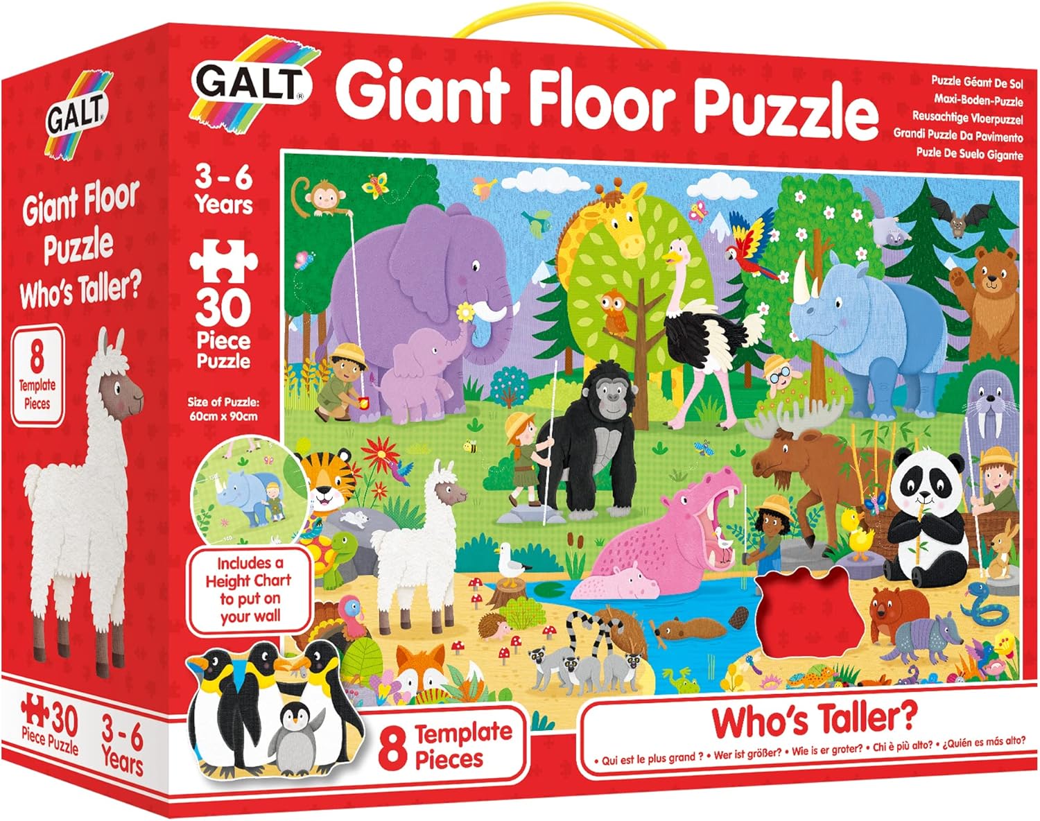 Galt Giant Floor Puzzle - Who's Taller? - 30-Piece Animal Puzzle for Kids Ages 3-6