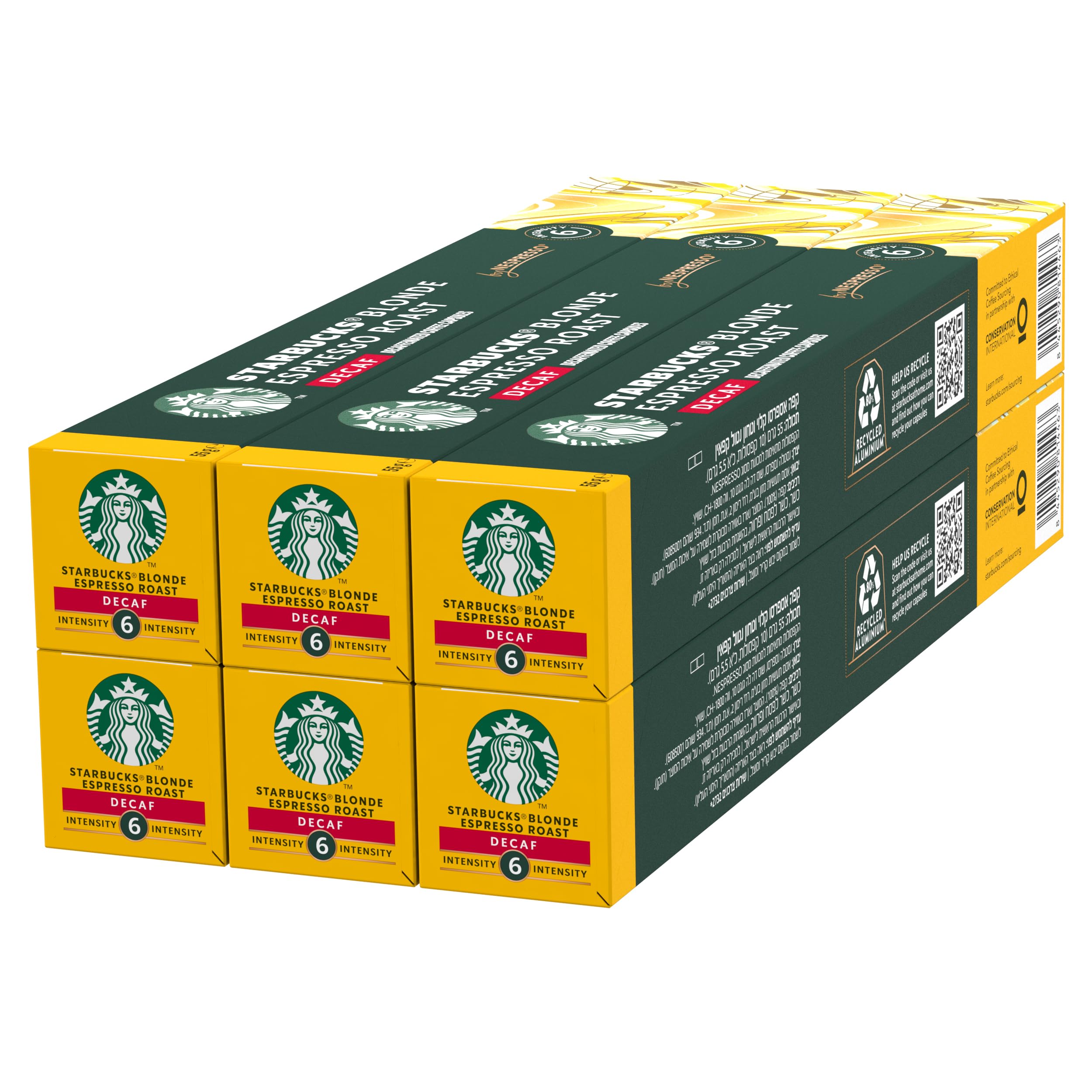 STARBUCKS - Decaf Blonde Espresso Roast by Nespresso, Blonde Roast Coffee Capsules