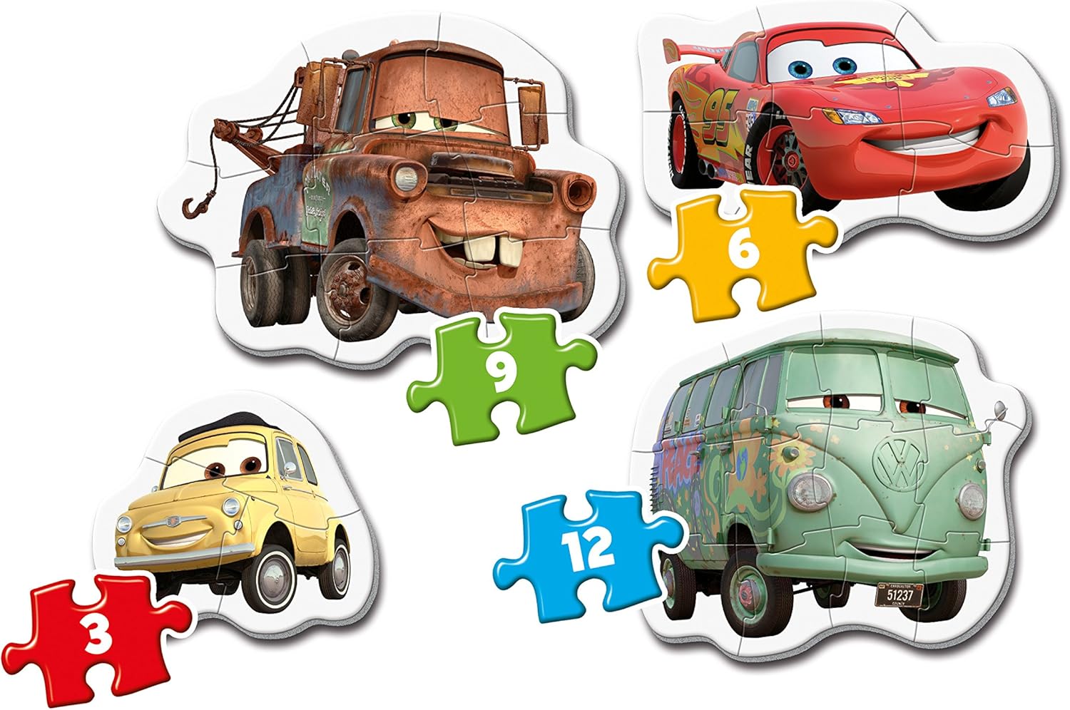 Clementoni My First Puzzle - Cars 3-6-9-12 Piece Jigsaw Set for Toddlers