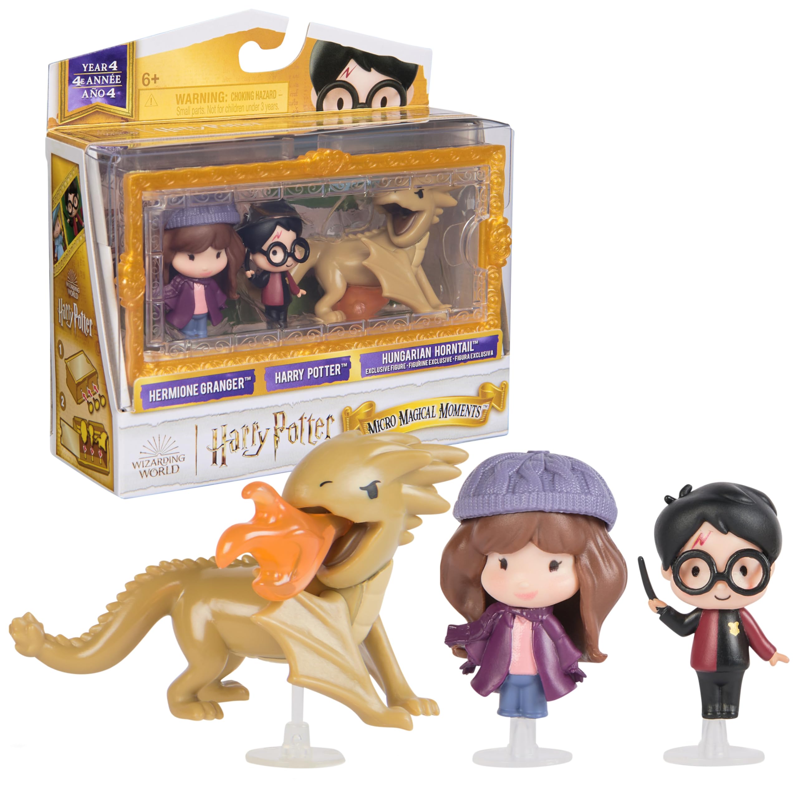 Wizarding World Micro Magical Moments Year 4 - Harry Potter, Hermione Granger & Hungarian Horntail Figure Set