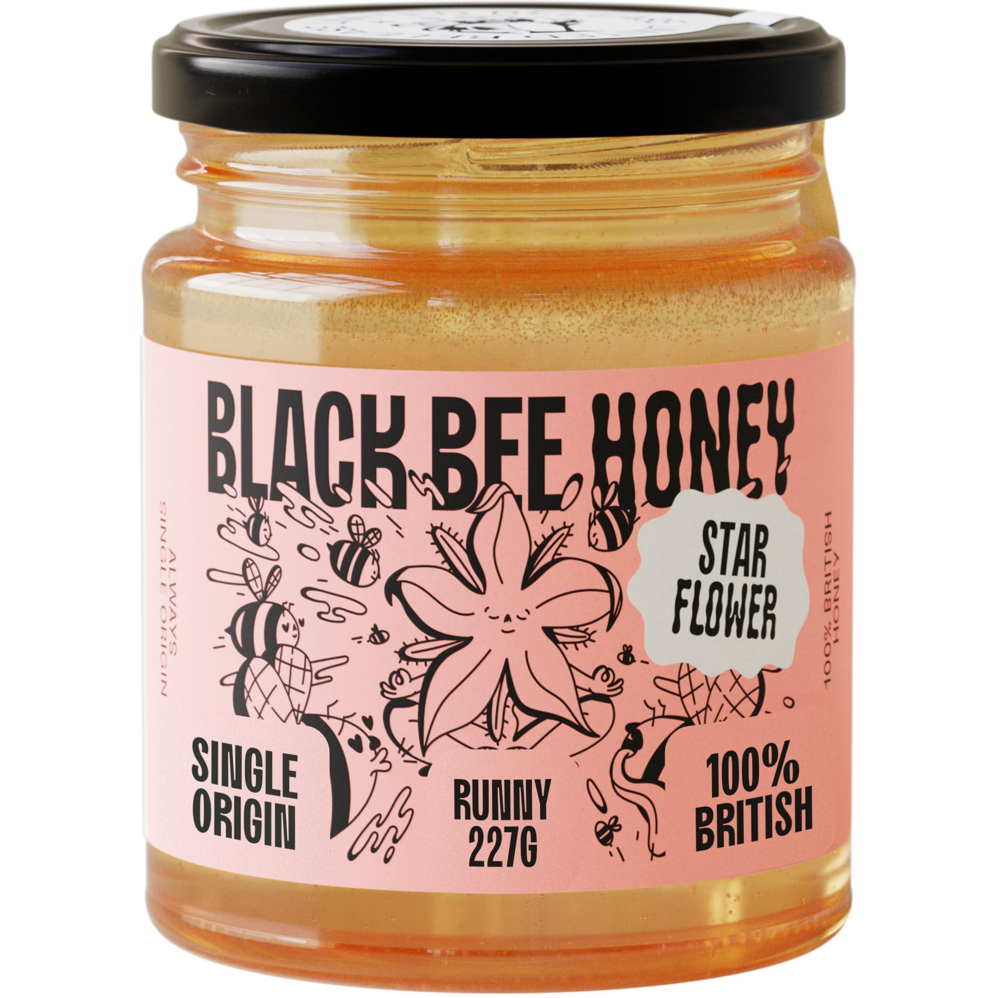 Black Bee Honey - Starflower Honey Pure British Borage Light Sweet and Floral
