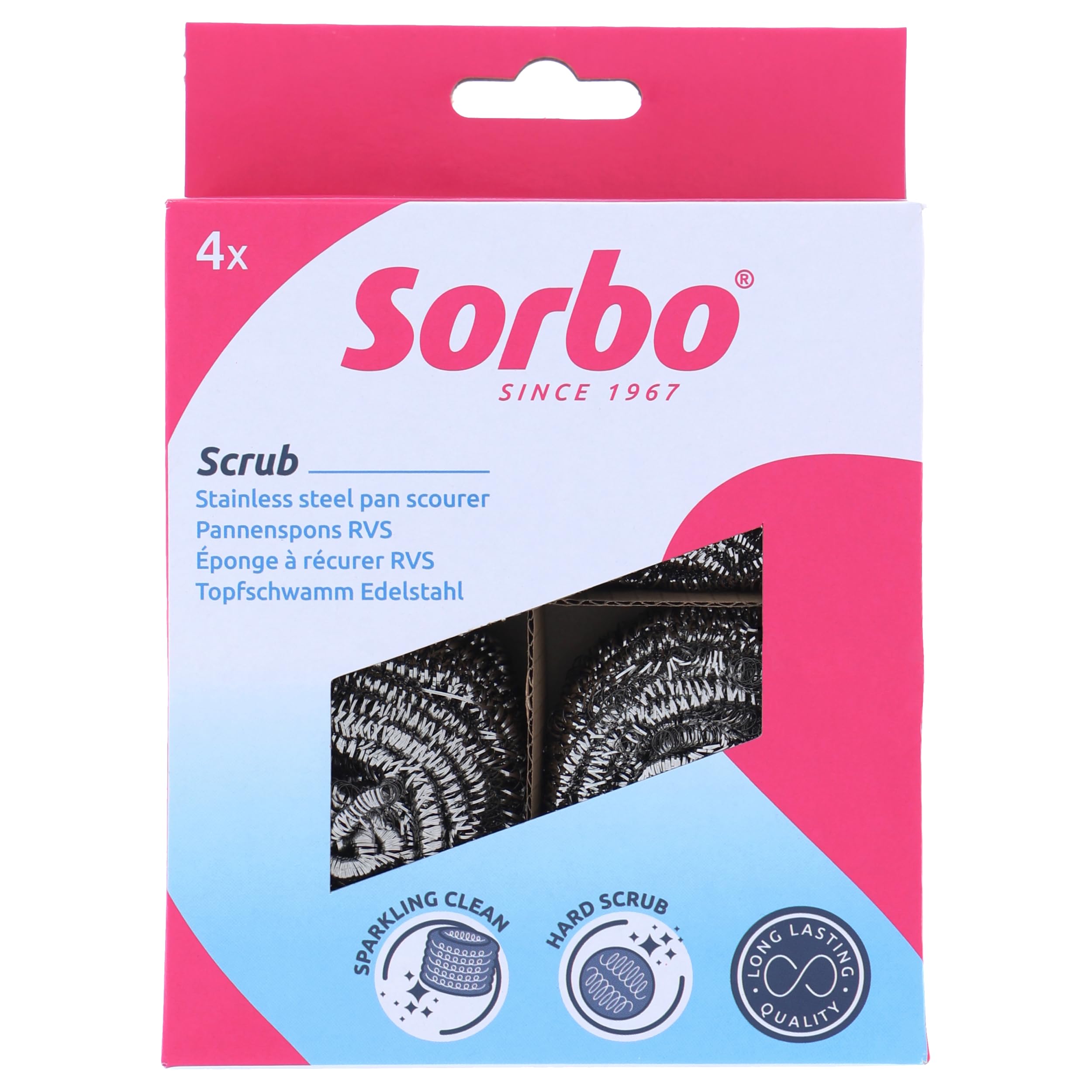 Sorbo - Stainless Steel Pan Scourers, 4 Pack