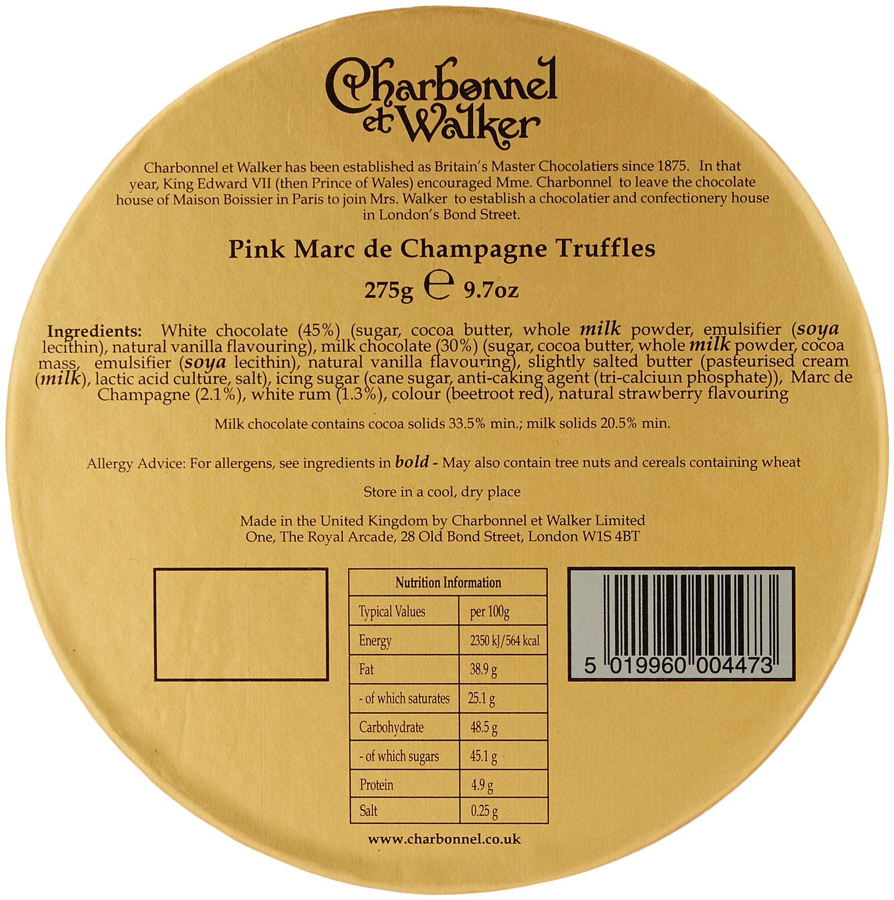 Charbonnel et Walker Double Layer Pink Marc de Champagne Truffles 275 g