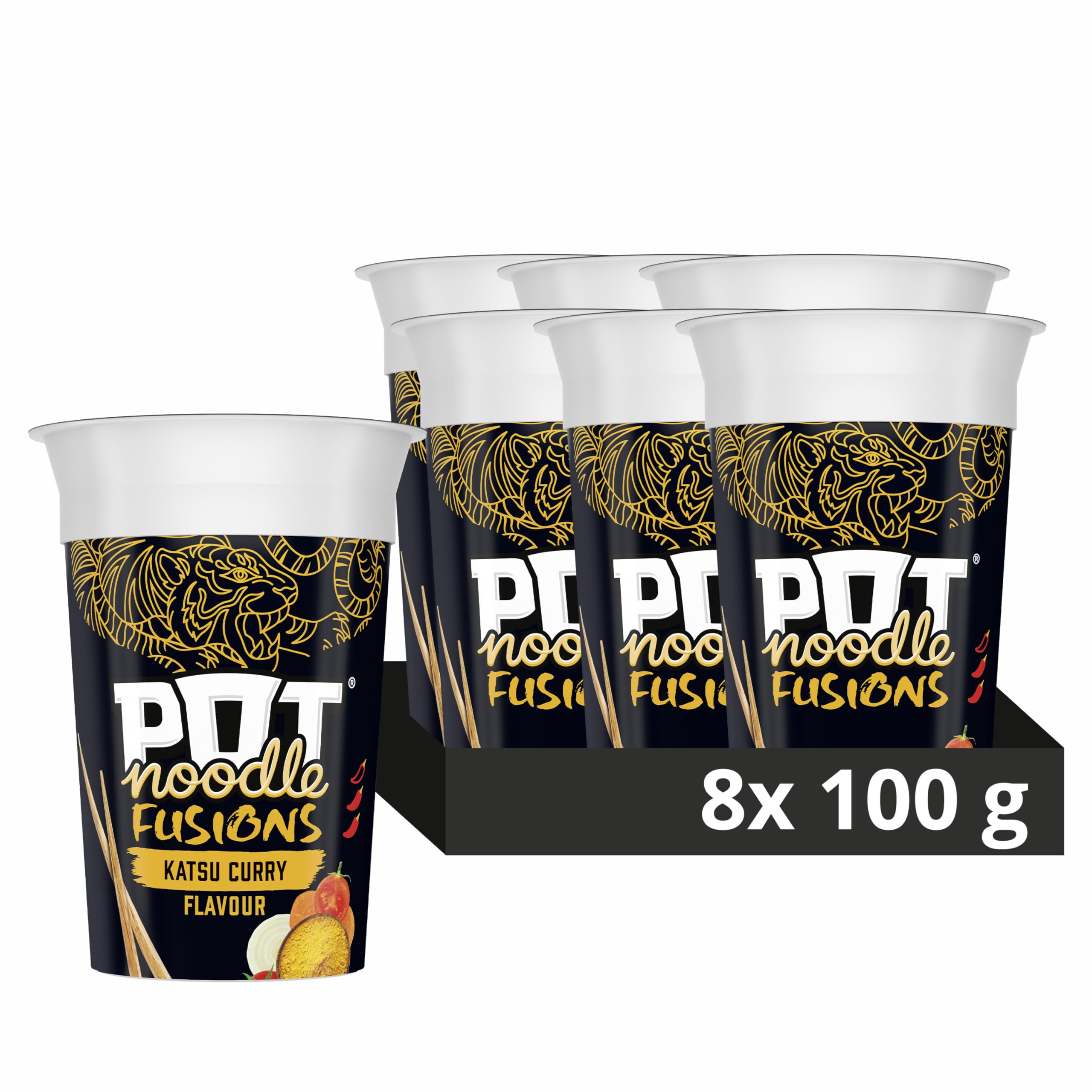 Pot Noodle Fusions Katsu Curry Instant Vegan Noodles 8-Pack