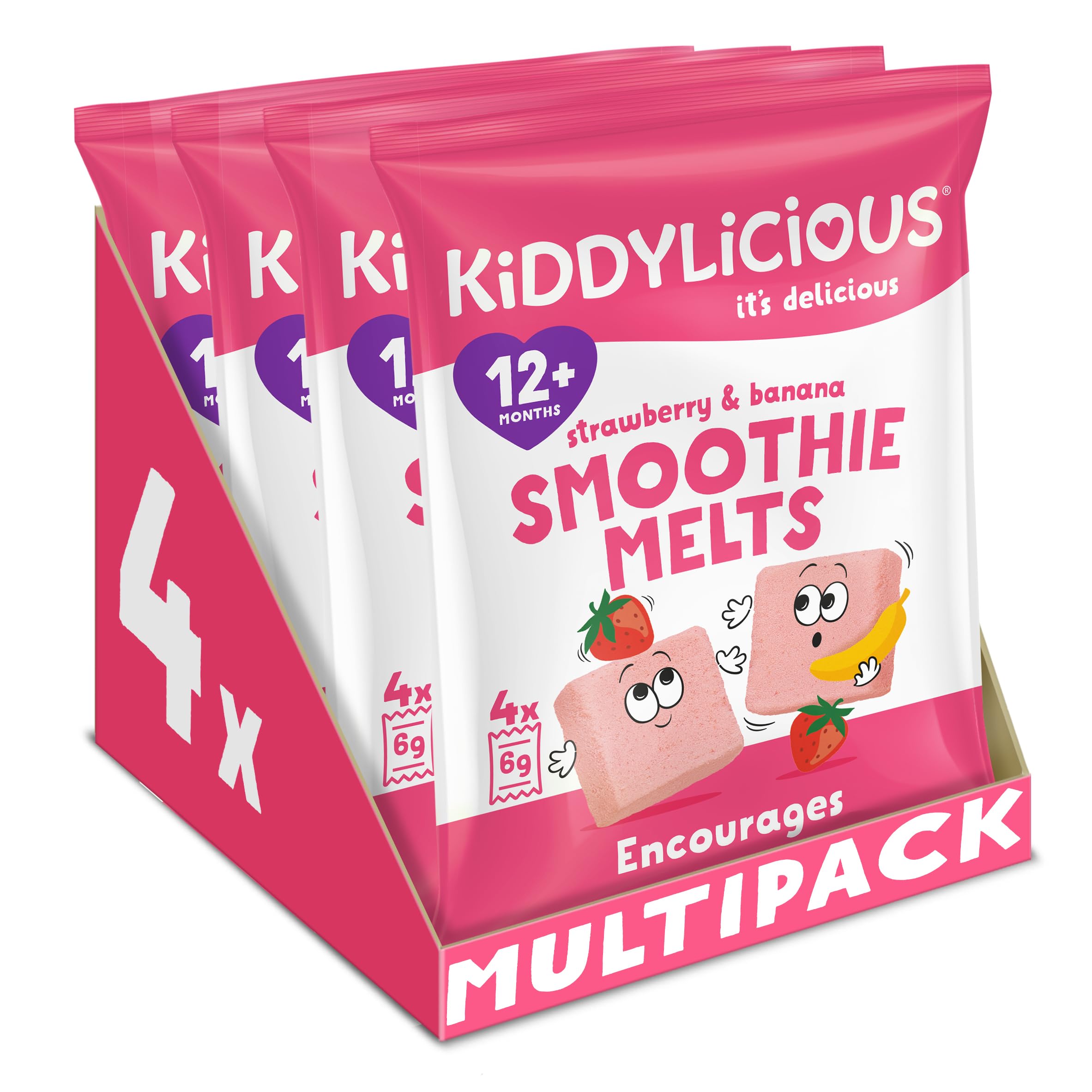 Kiddylicious Strawberry & Banana Smoothie Melts - Nutritious Finger Food Snacks for Toddlers