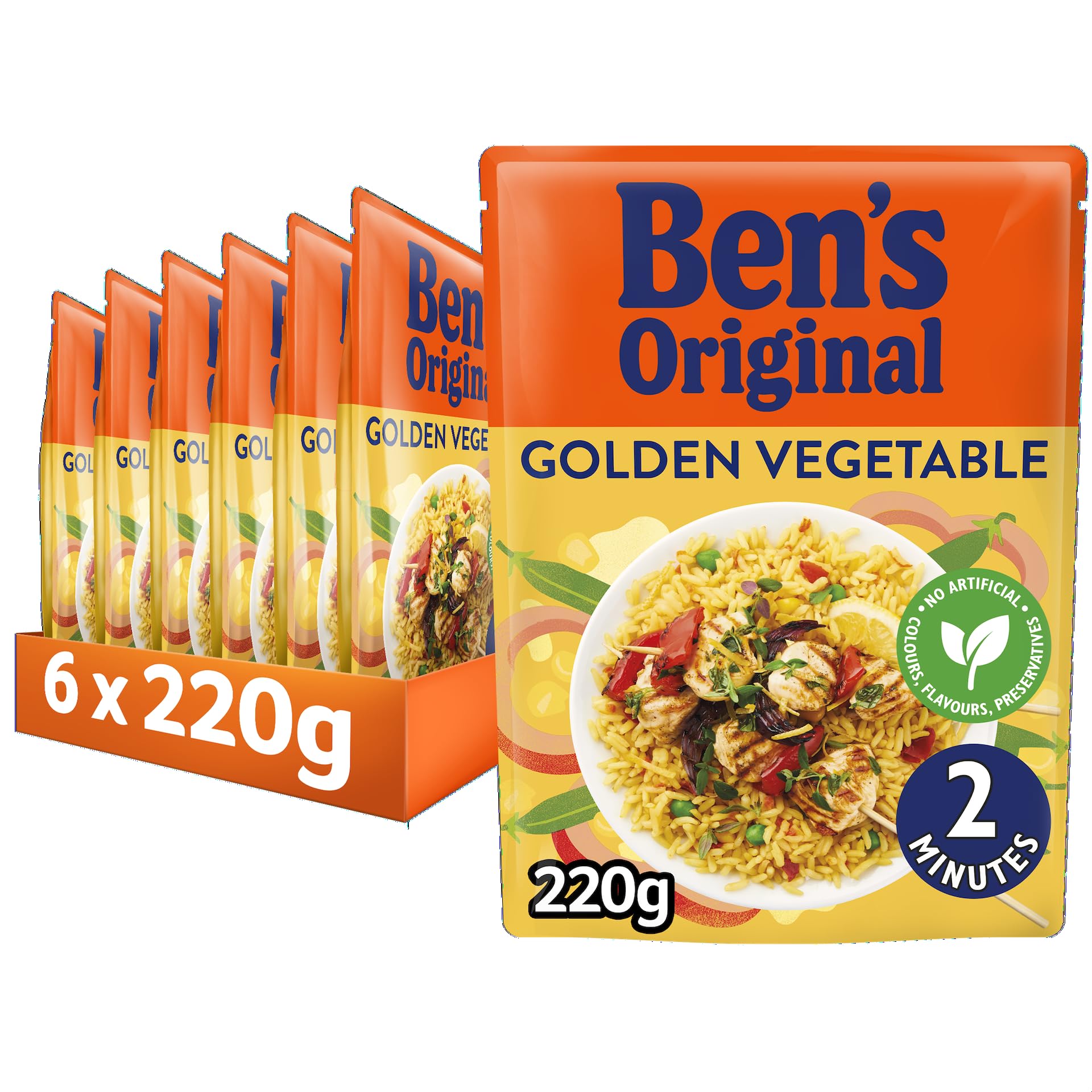 Ben's Original Golden Vegetable Microwave Rice - 6 x 220g Pouches