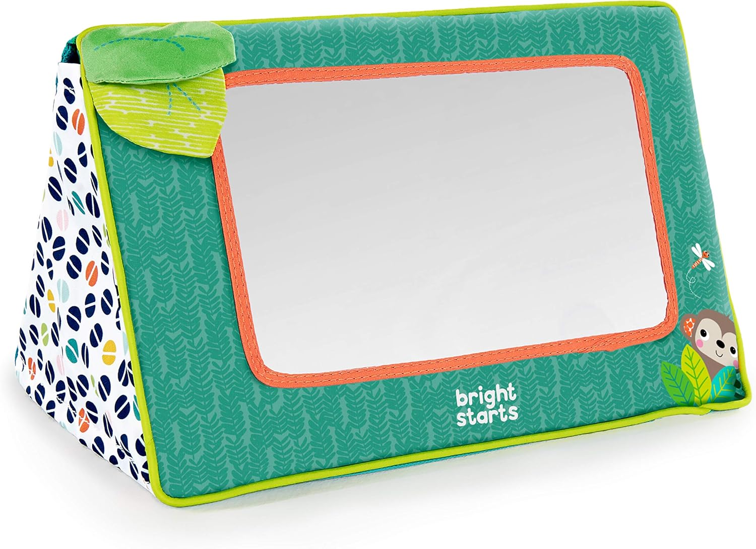 Bright Starts Sit and See Safari Floor Mirror - Crinkly Fabric & Foldable Design for Tummy Time