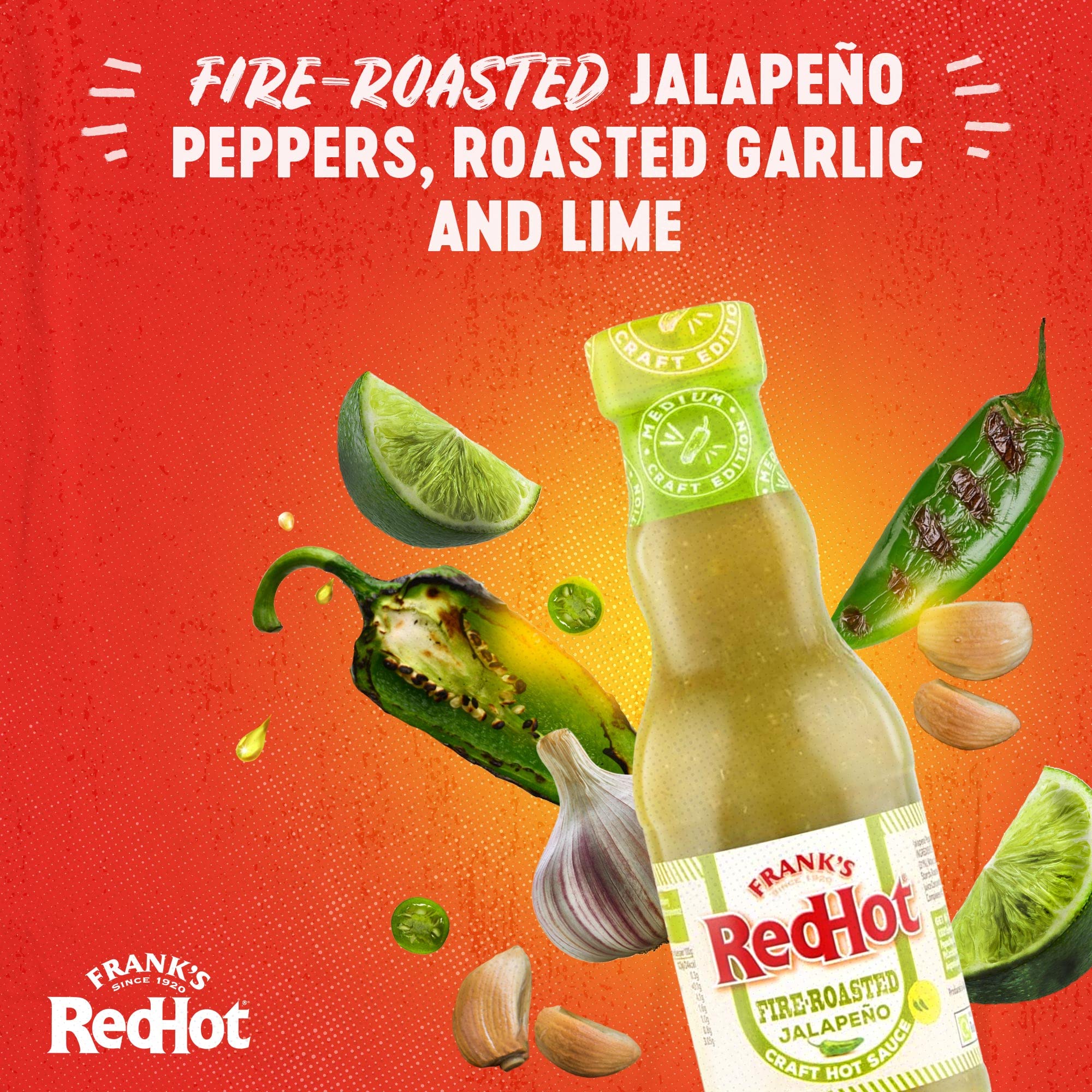 Frank's RedHot Fire-Roasted Jalapeño Craft Hot Sauce 135 ML, Pack of 2