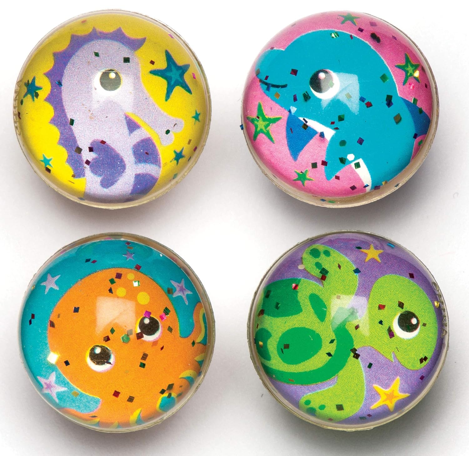 Baker Ross Sea Life Buddies Glitter Jet Bouncy Balls - 8-Pack for Kids