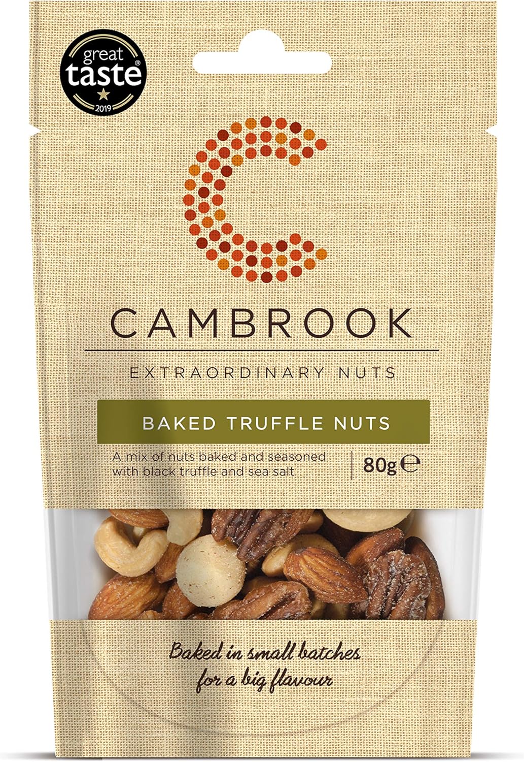 C Cambrook Black Truffle & Sea Salt Baked Mixed Nuts with Almonds, Cashews, Macadamias & Pecans