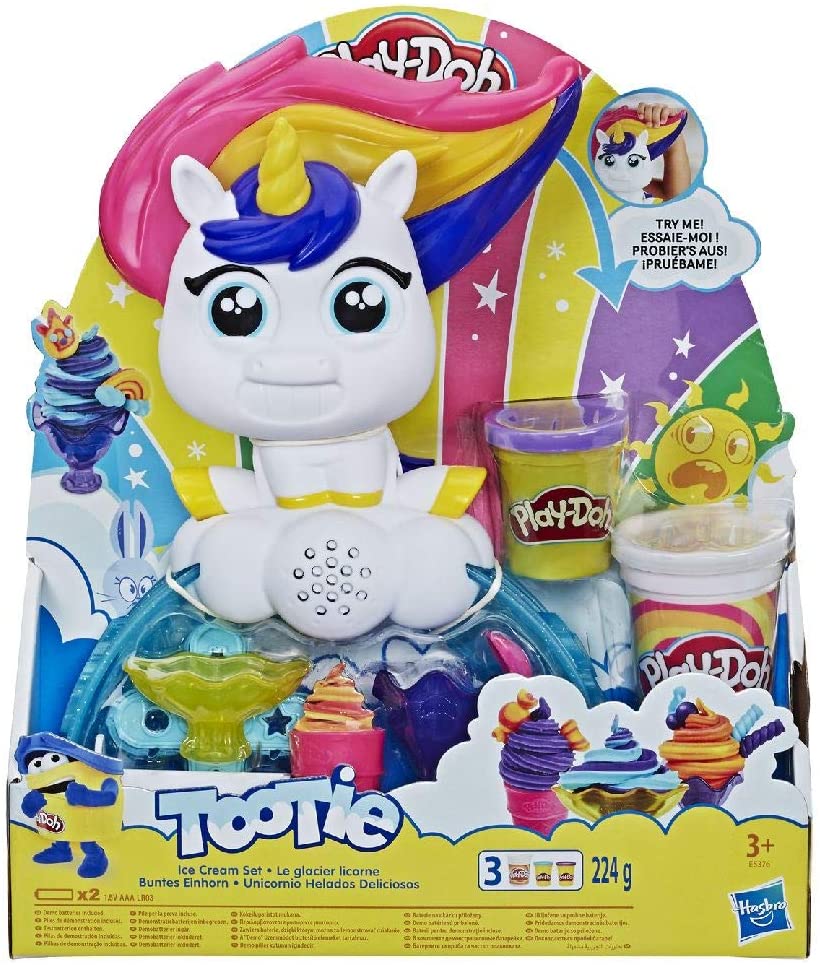 Gioca a Doh Tootie The Unicorn Ice Cream Set con 3 colori non tossici