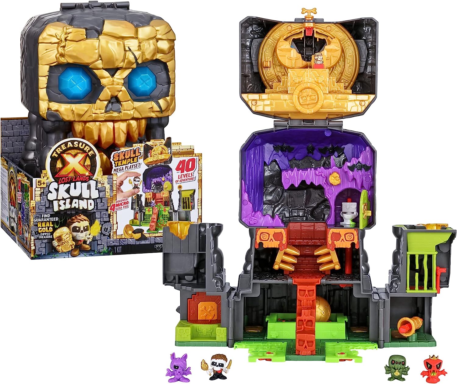 Treasure X Lost Lands Skull Temple Mega Playset - 40 Levels of Adventure with 4 Micro Action Figures