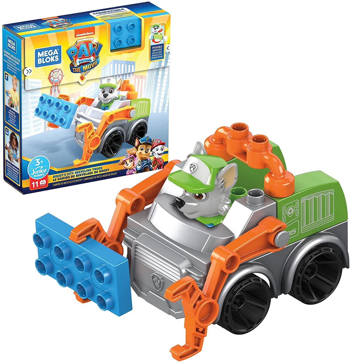 Mattel Mega Bloks Paw Patrol The Movie Rocky's City Recycling Truck Set