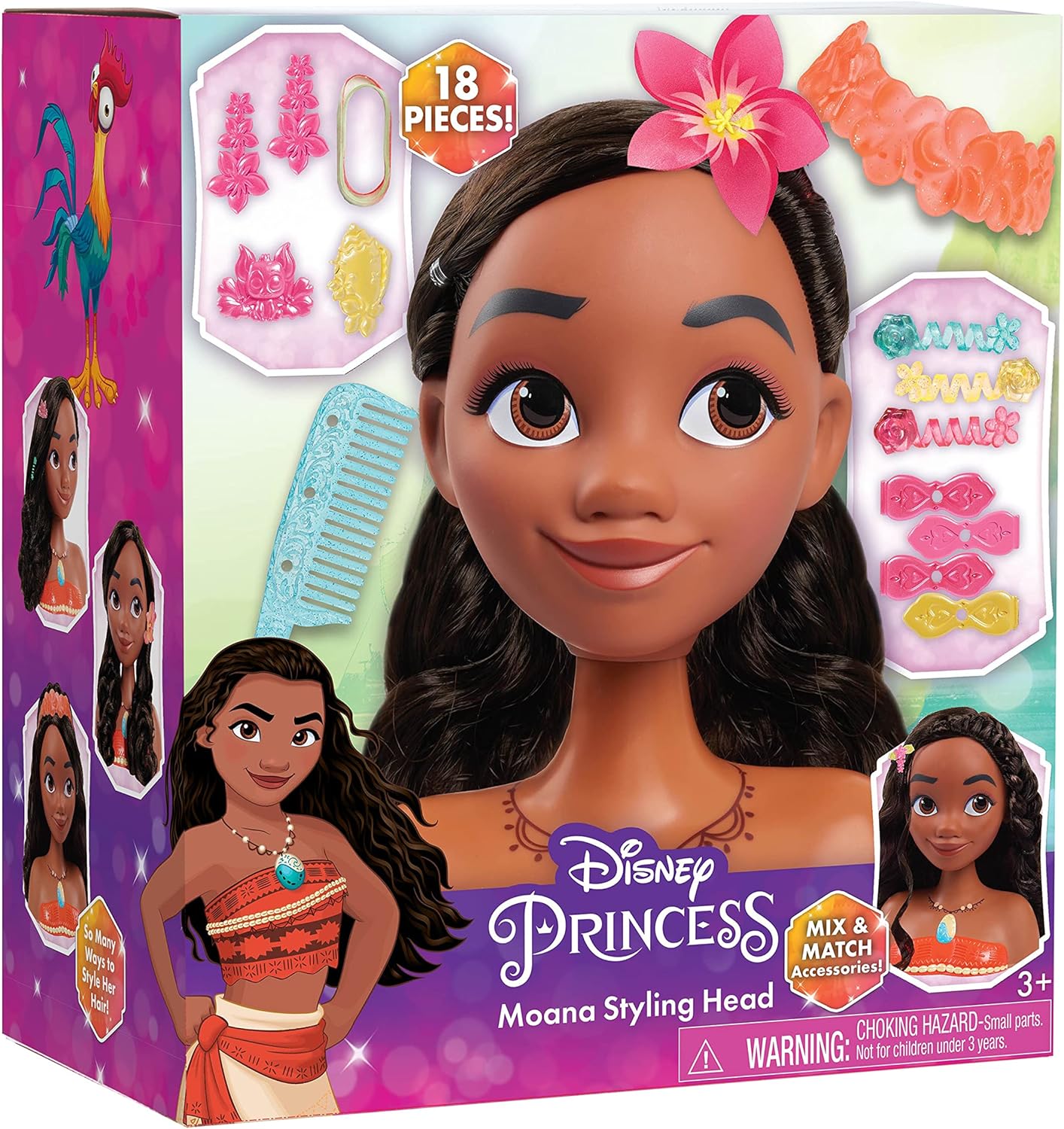 Disney Princess Moana Styling Head with Flower Crown & Accessories