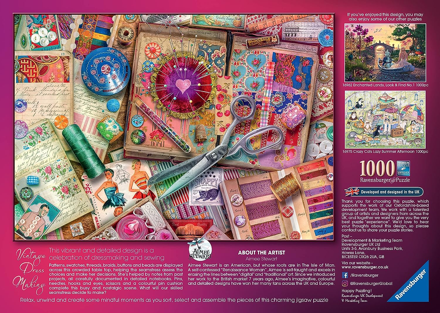 Ravensburger Aimee Stewart Vintage Dressmaking 1000 Piece Jigsaw Puzzle