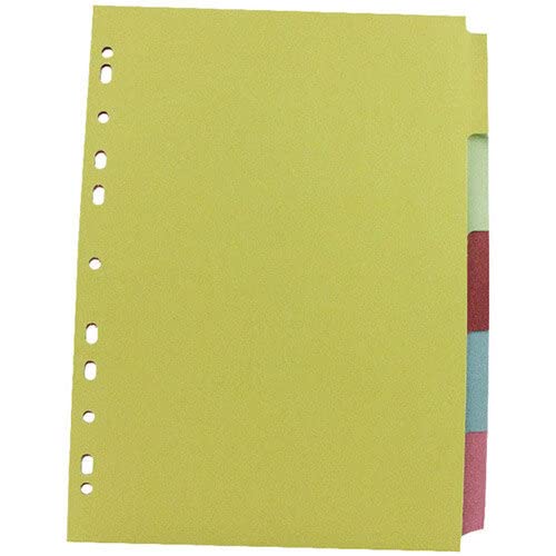 Q-Connect 5-Part Subject Divider A4 Multi-Punched KF26081 | 100% Recycled 160gsm Card