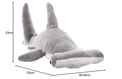 WILD REPUBLIC Hammerhead Shark Plush Soft Toy - Cuddlekins | 50 cm | Grey/White 6