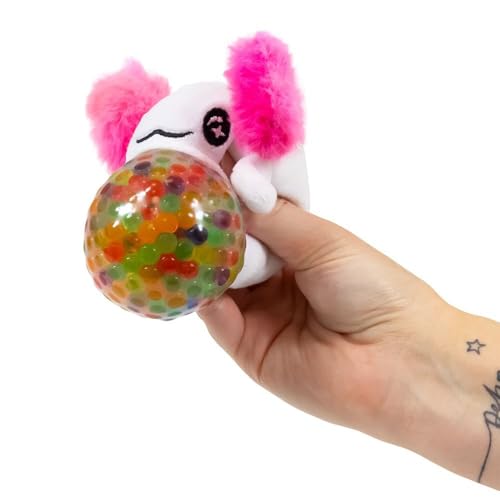OBILO Axolotl Squeeze Toy - Pop-Out Bead Ball Sensory Fidget for Stress Relief | Pink and White 4