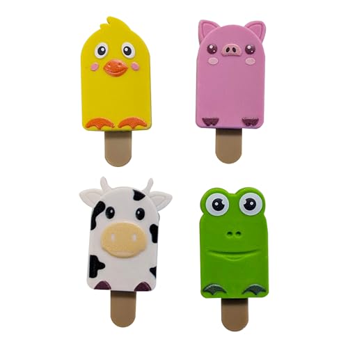 Tinc Animal Lolly Erasers Collection - Chick, Pig, Cow & Frog Pencil Erasers in Display Box 3