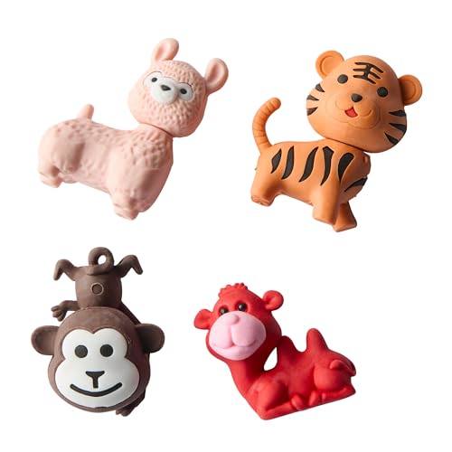 Tinc Wild Animal Erasers Collection - Llama, Tiger, Monkey & Camel Pencil Erasers for Kids 3