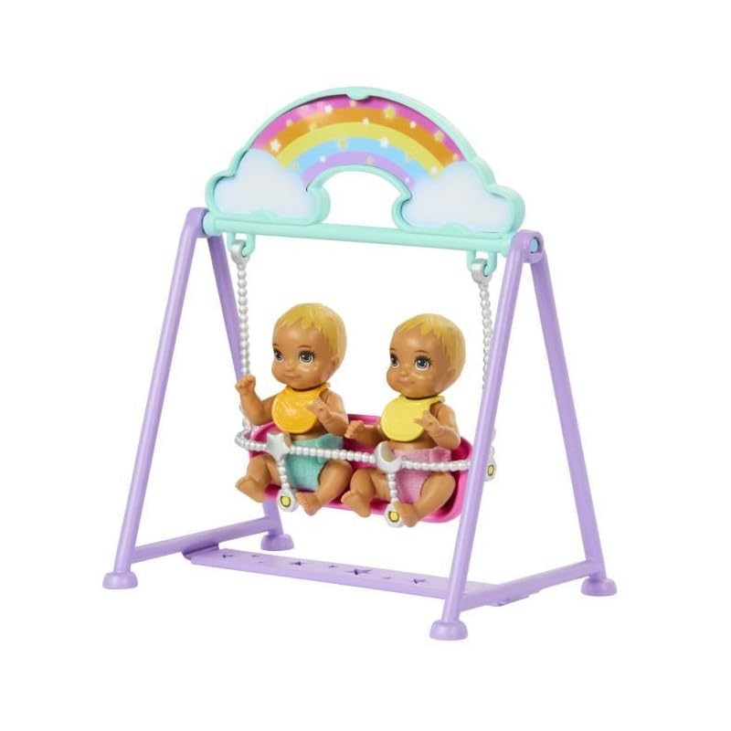 Barbie Skipper Doll & Nursery Playset with Twin Baby Dolls | Includes Rocking Crib & Accessories 4